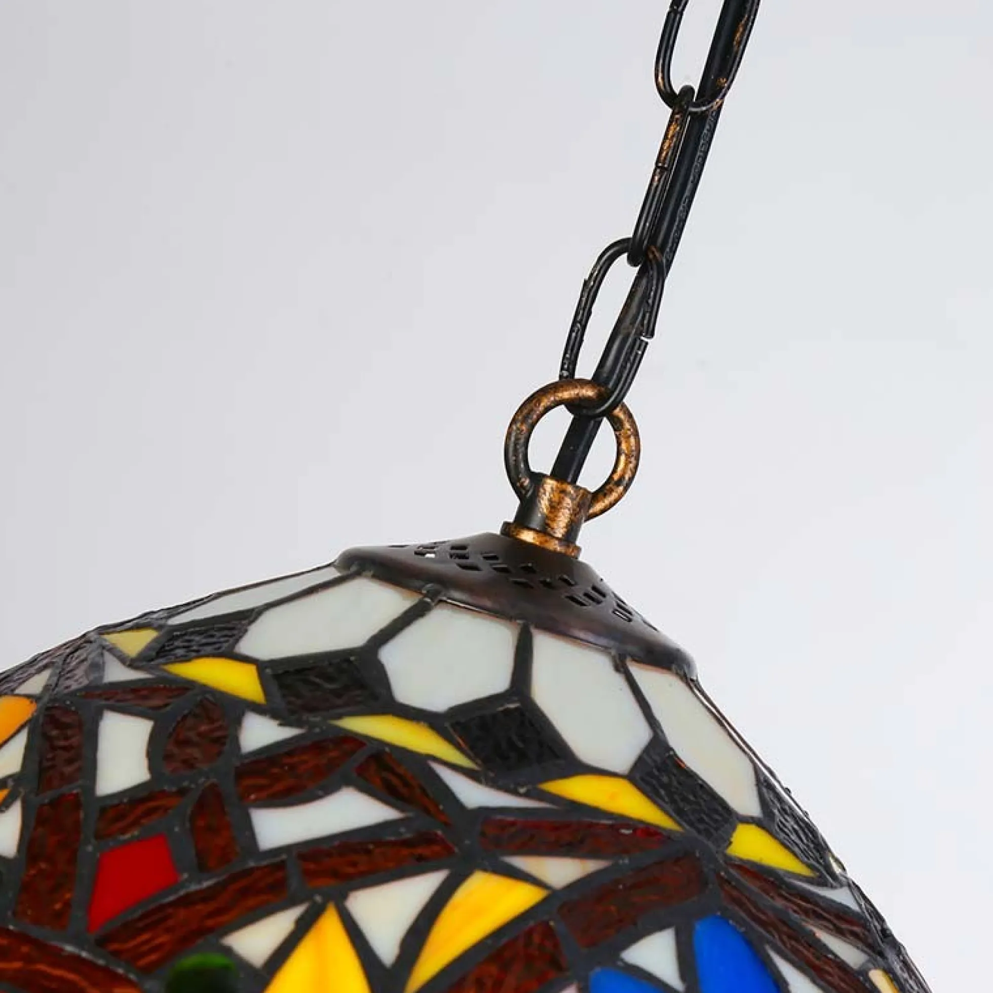 Lámpara colgante inspiración "Tiffany" con mosaico floral en cristal