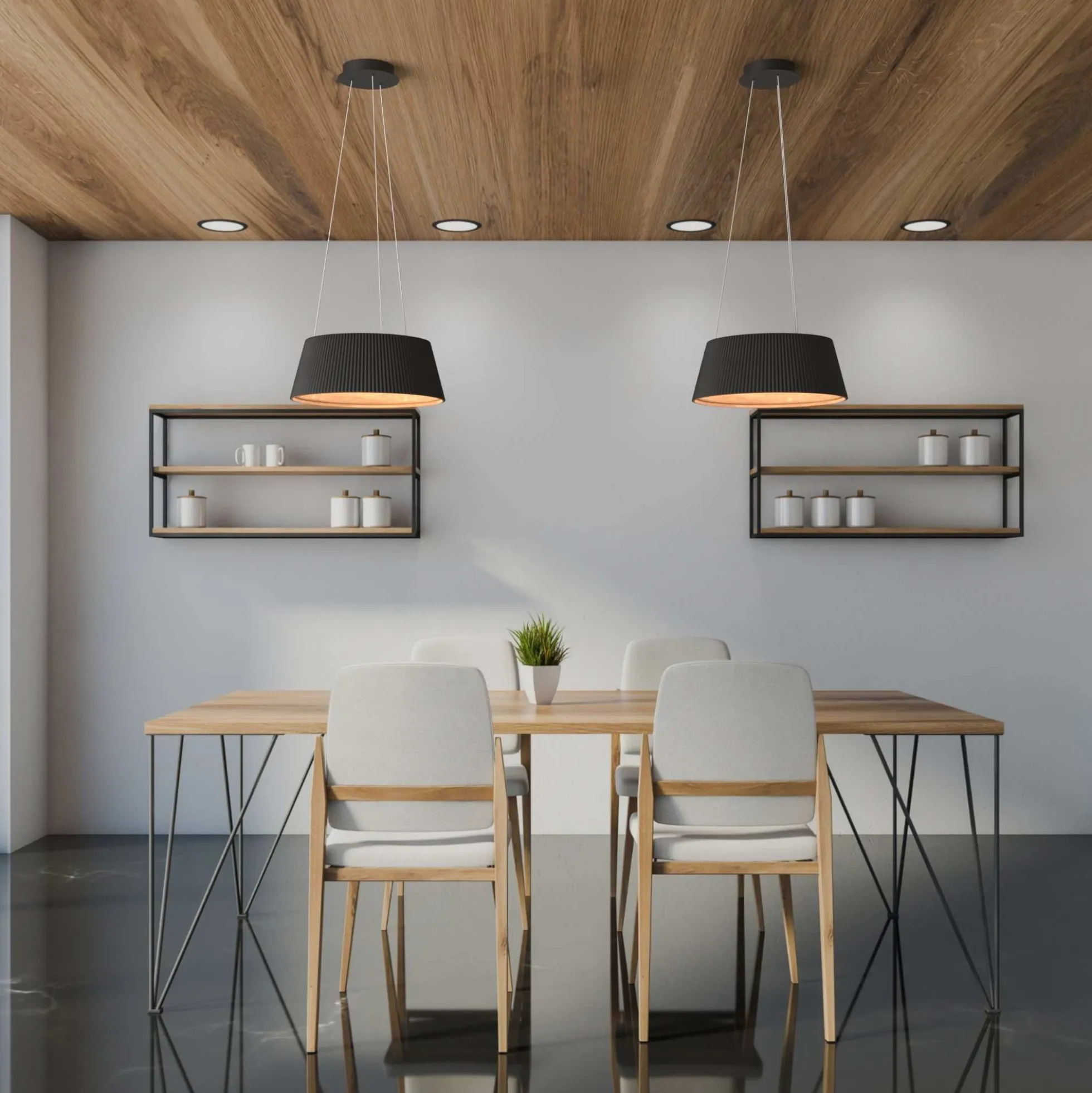 Lámpara colgante LED CCT 24W - Efecto madera - ø46cm