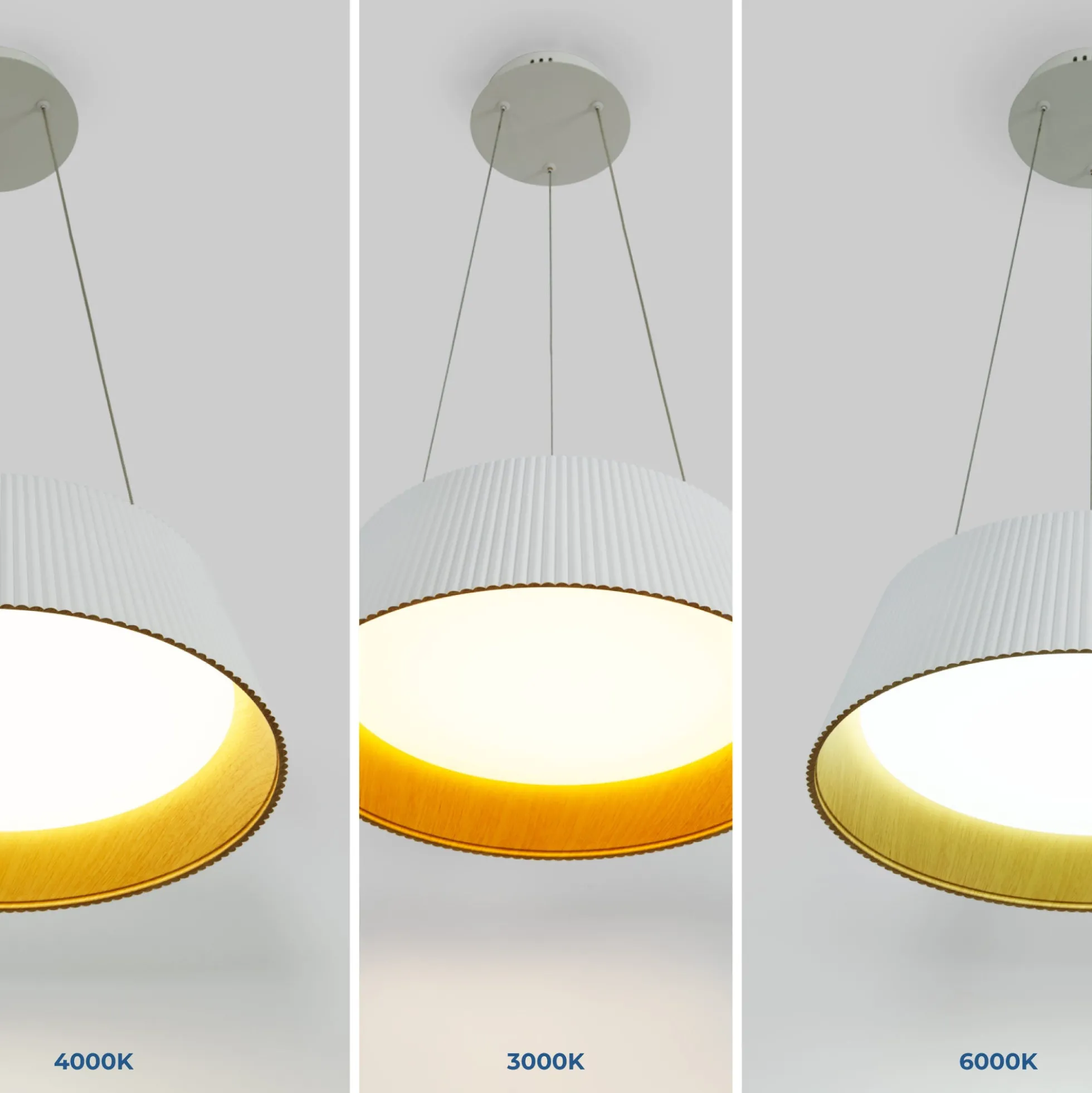 Lámpara colgante LED CCT 24W - Efecto madera - ø46cm