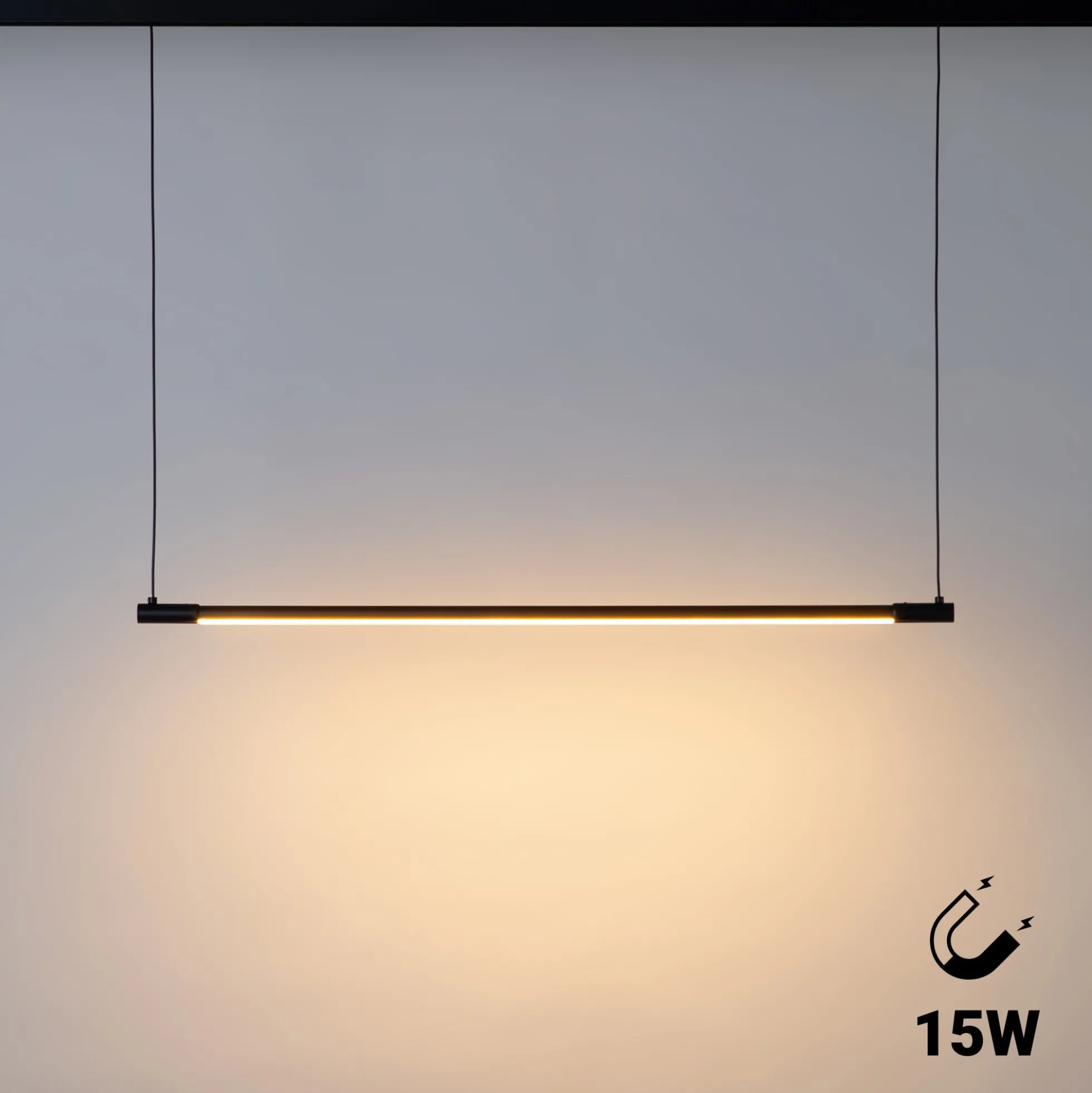 Lámpara colgante LED horizontal para carril magnético - 48V - 15W - 2800K - 80cm