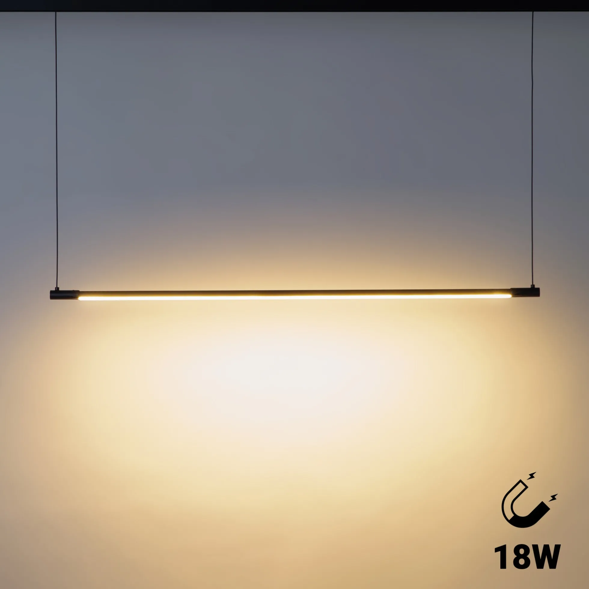 Lámpara colgante LED horizontal para carril magnético - 48V - 18W - 2800K - 100cm