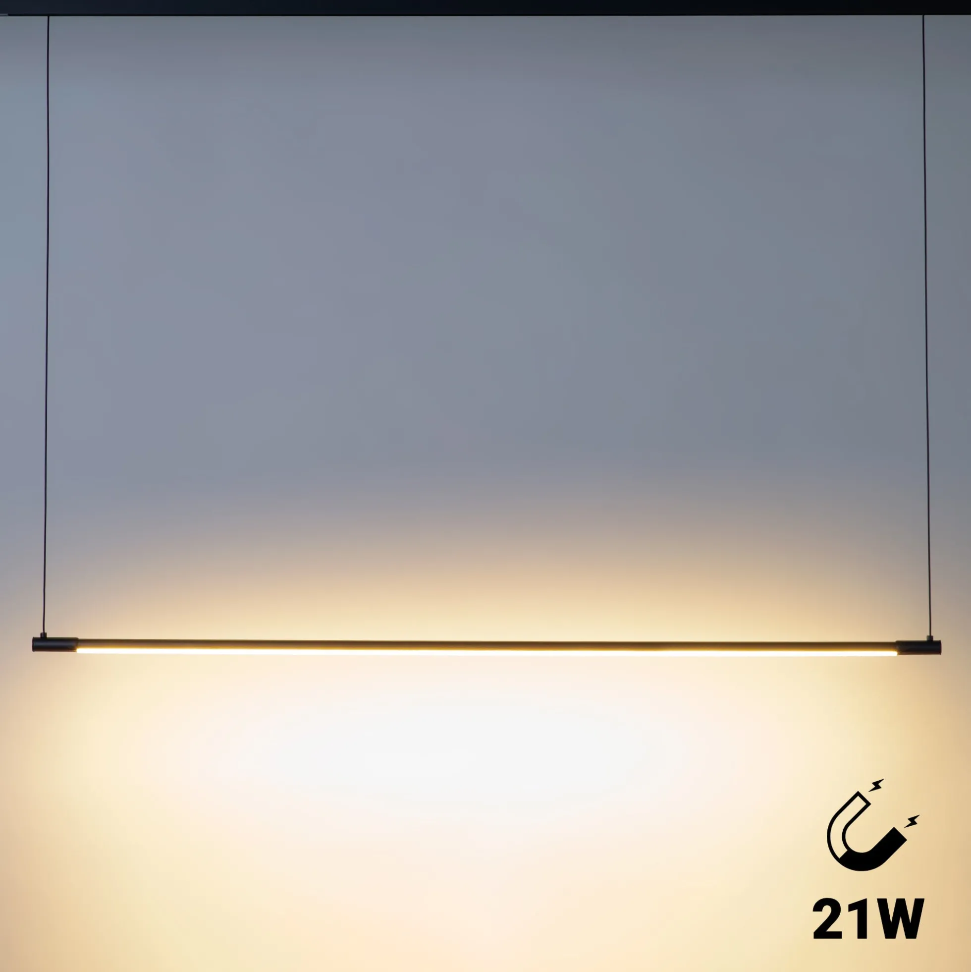 Lámpara colgante LED horizontal para carril magnético - 48V - 21W - 2800K - 120cm