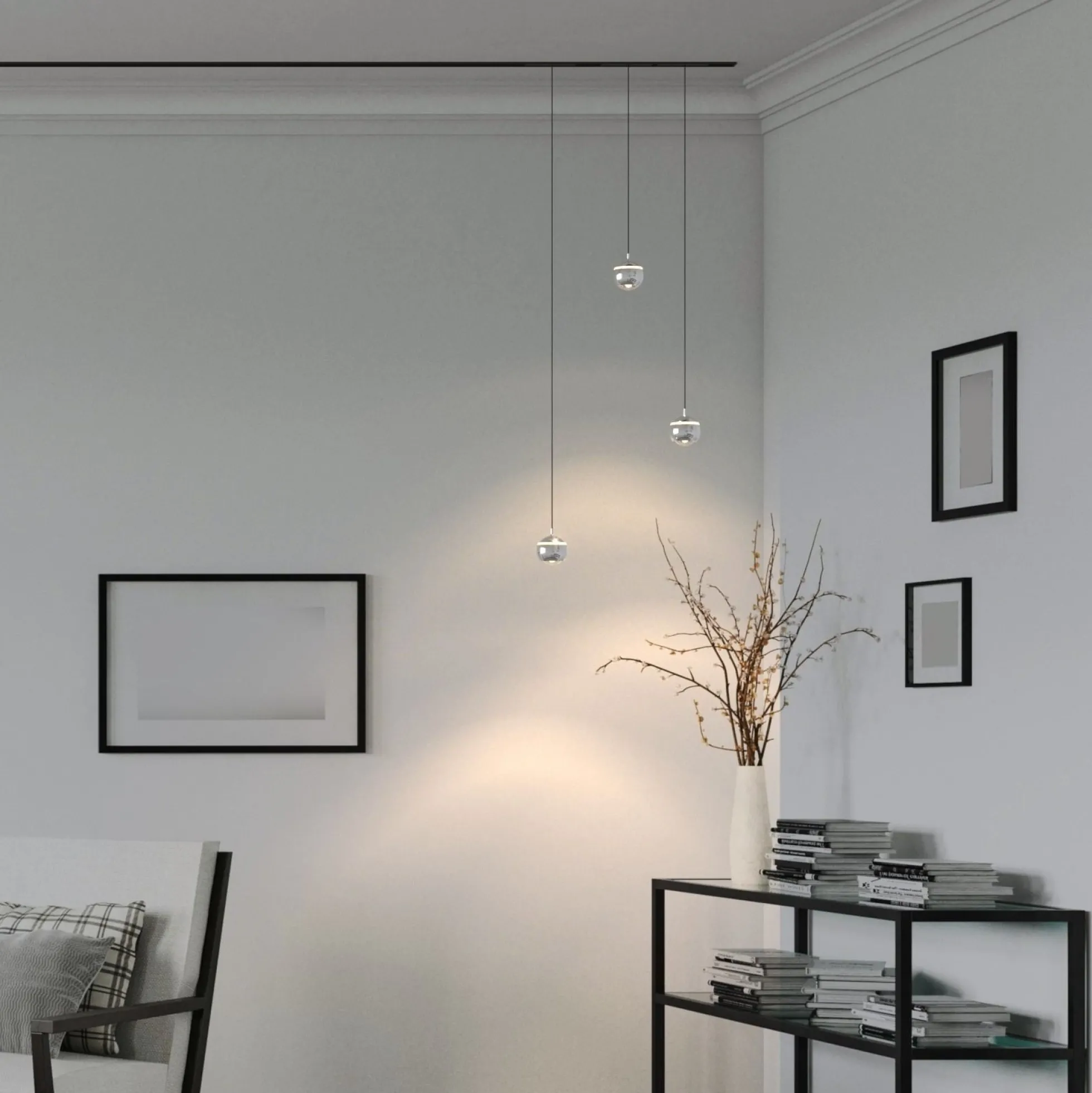 Lámpara colgante LED para carril magnético 48V "JADE"- Ø10 - 7W - 2700K - Chip OSRAM