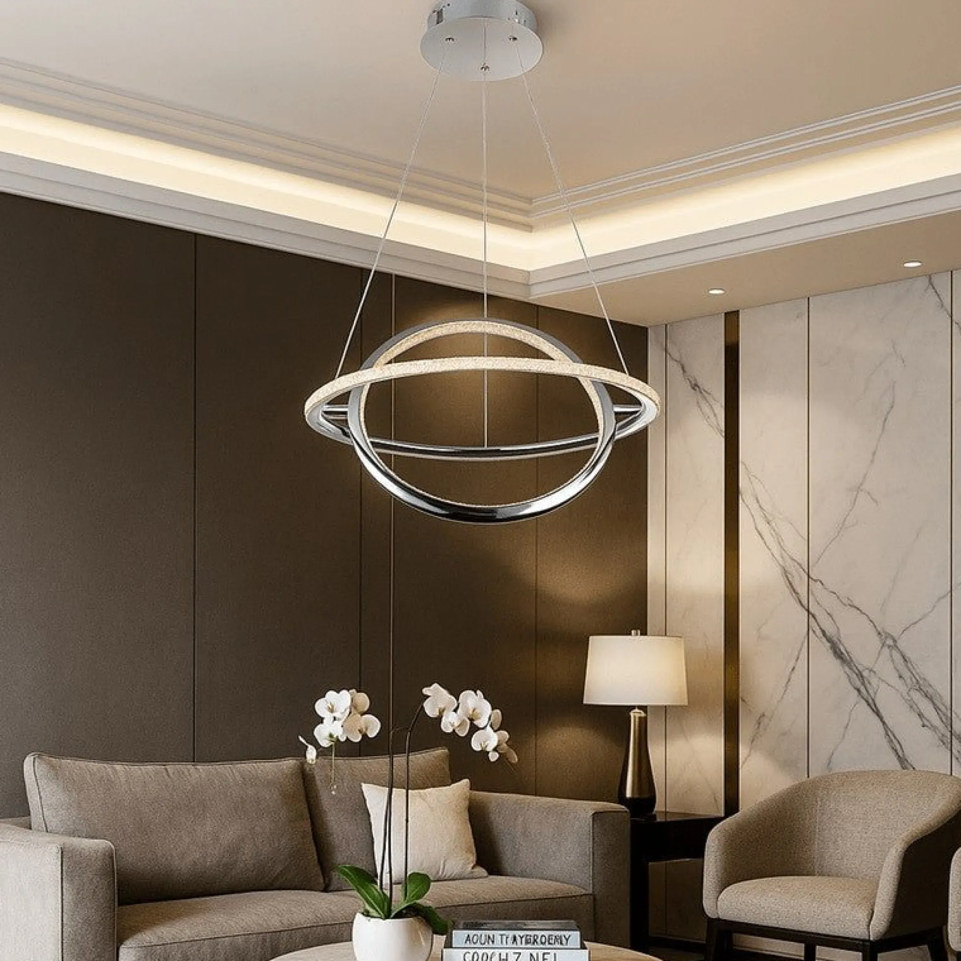 Lámpara colgante LED "SIRKLER" 28W efecto cuarzo