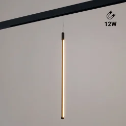 Lámpara colgante LED vertical para carril magnético - 48V - 12W - 2800K - Negra
