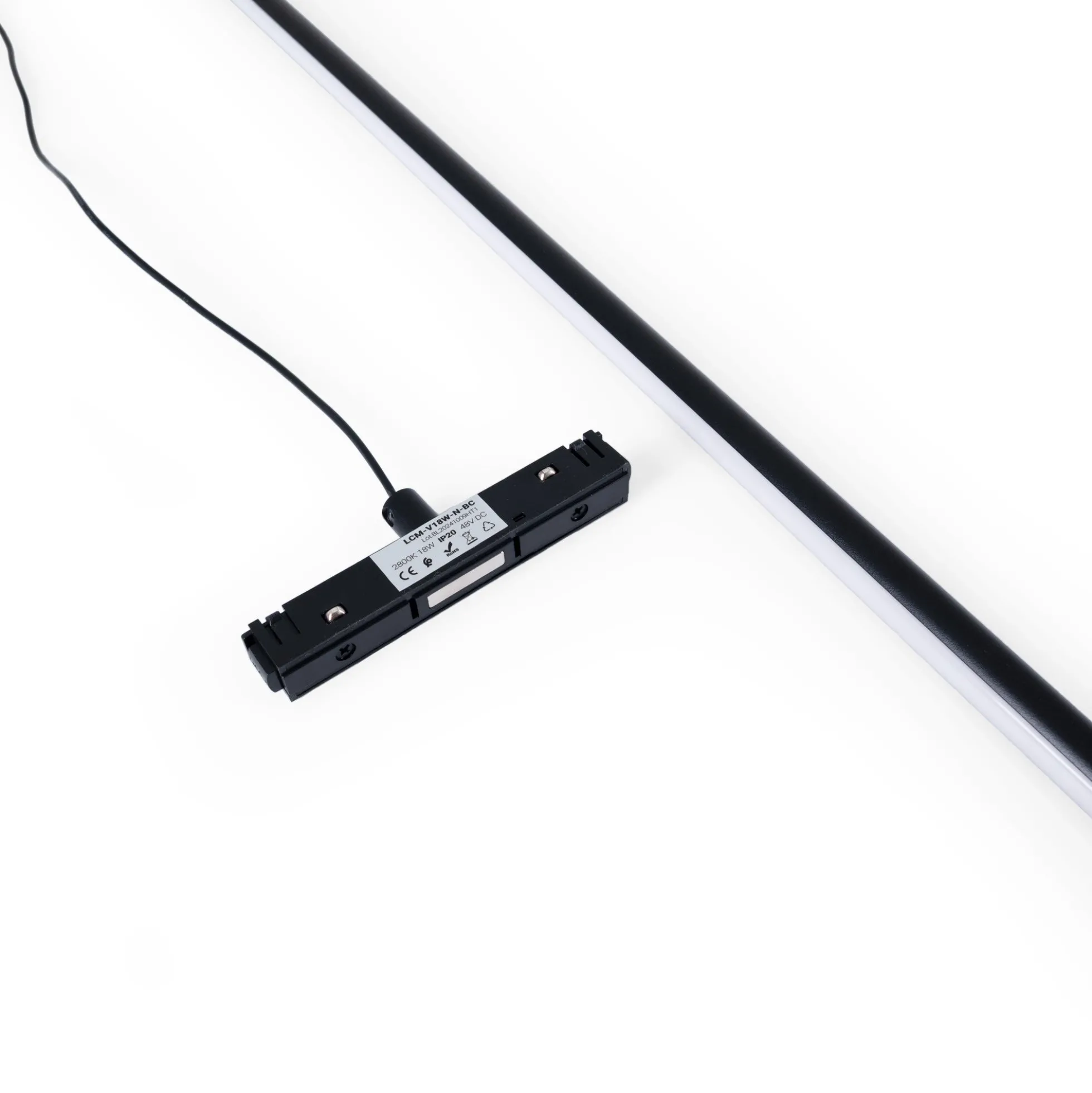 Lámpara colgante LED vertical para carril magnético - 48V - 15W - 2800K - Negra