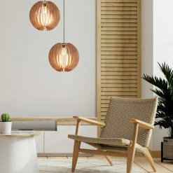 Lámpara colgante madera "BURMA" - Ø 45cm - E27
