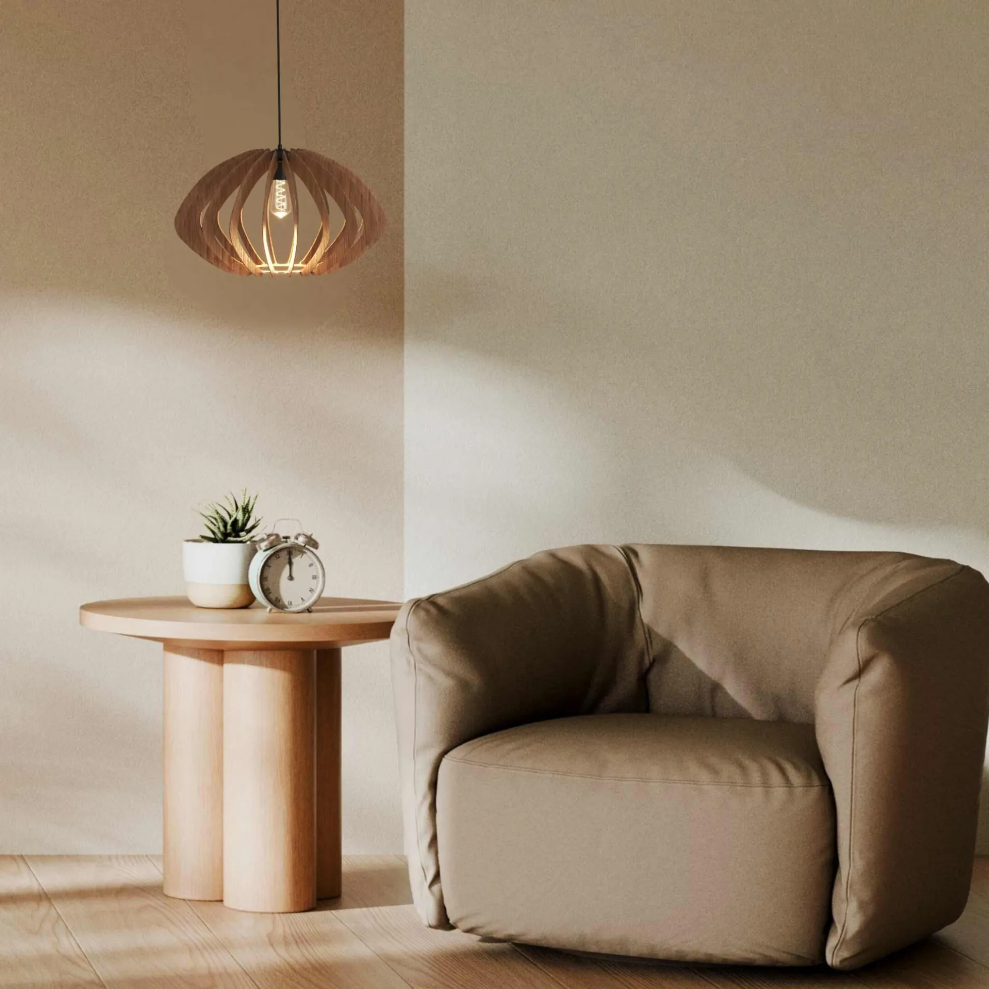 Lámpara colgante madera "Pili" - Ø 48cm - 1 x E27