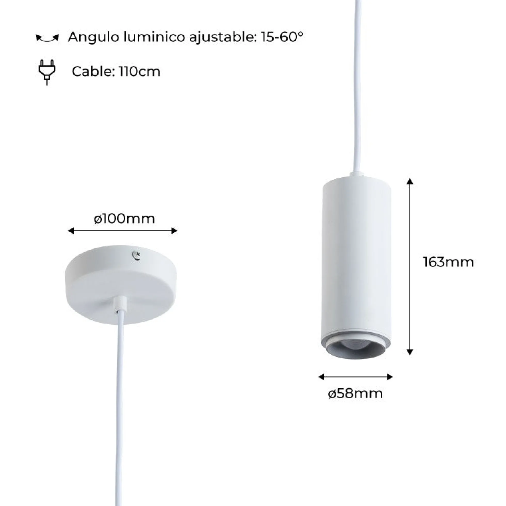 Lámpara colgante moderna 8W - Ángulo ajustable - 2800K