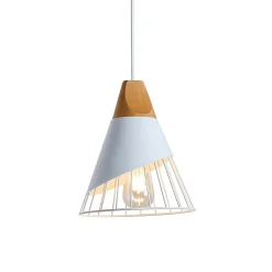 Lámpara colgante nórdica en metal y madera 