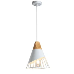 Lámpara colgante nórdica en metal y madera 