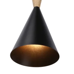 Lámpara colgante nórdica en metal y madera 