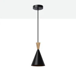 Lámpara colgante nórdica en metal y madera 