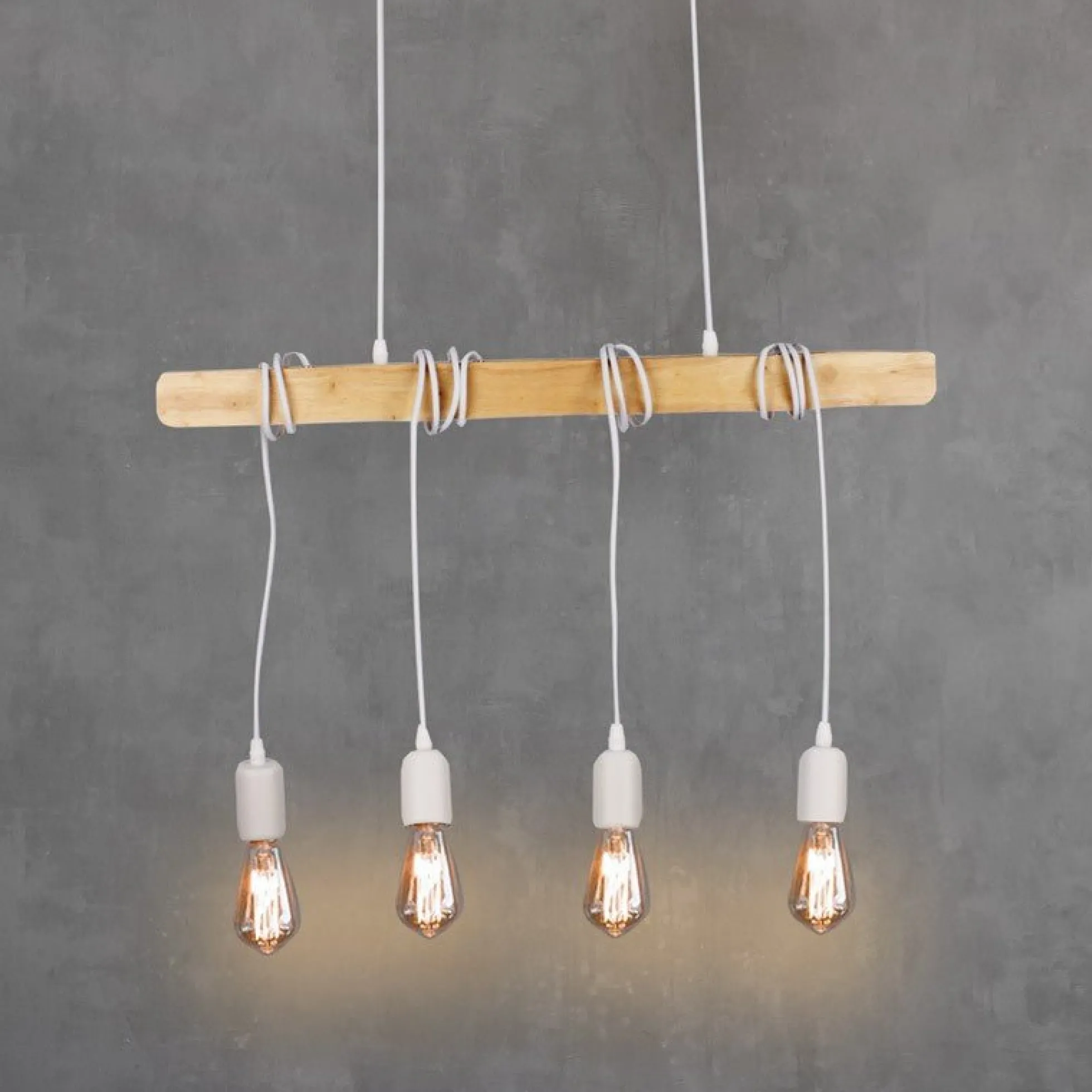 Lámpara colgante vintage madera "Otto" - 4 x E27