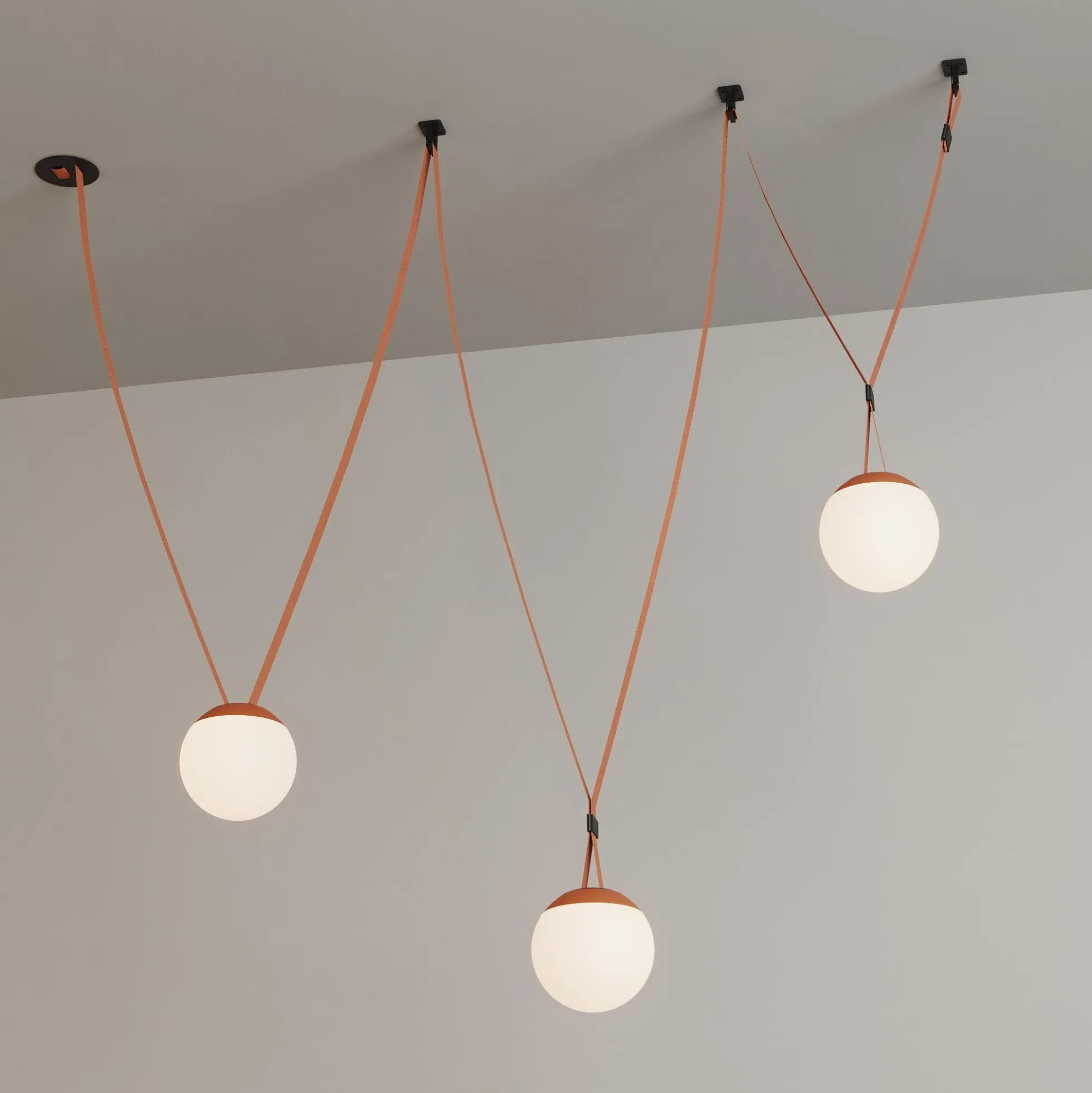 Lámpara configurable "Axia 6" - KIT 3 lámparas bola 12W + cinta textil eléctrica + accesorios