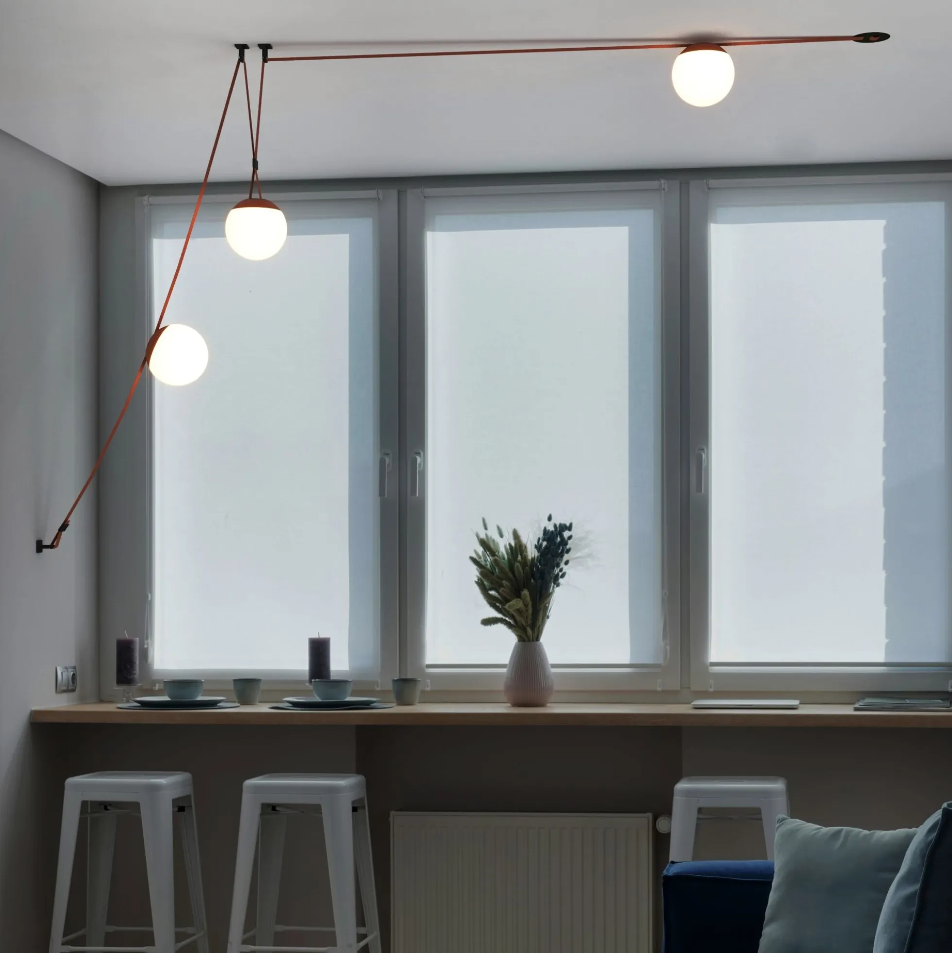 Lámpara configurable "Axia 6" - KIT 3 lámparas bola 12W + cinta textil eléctrica + accesorios