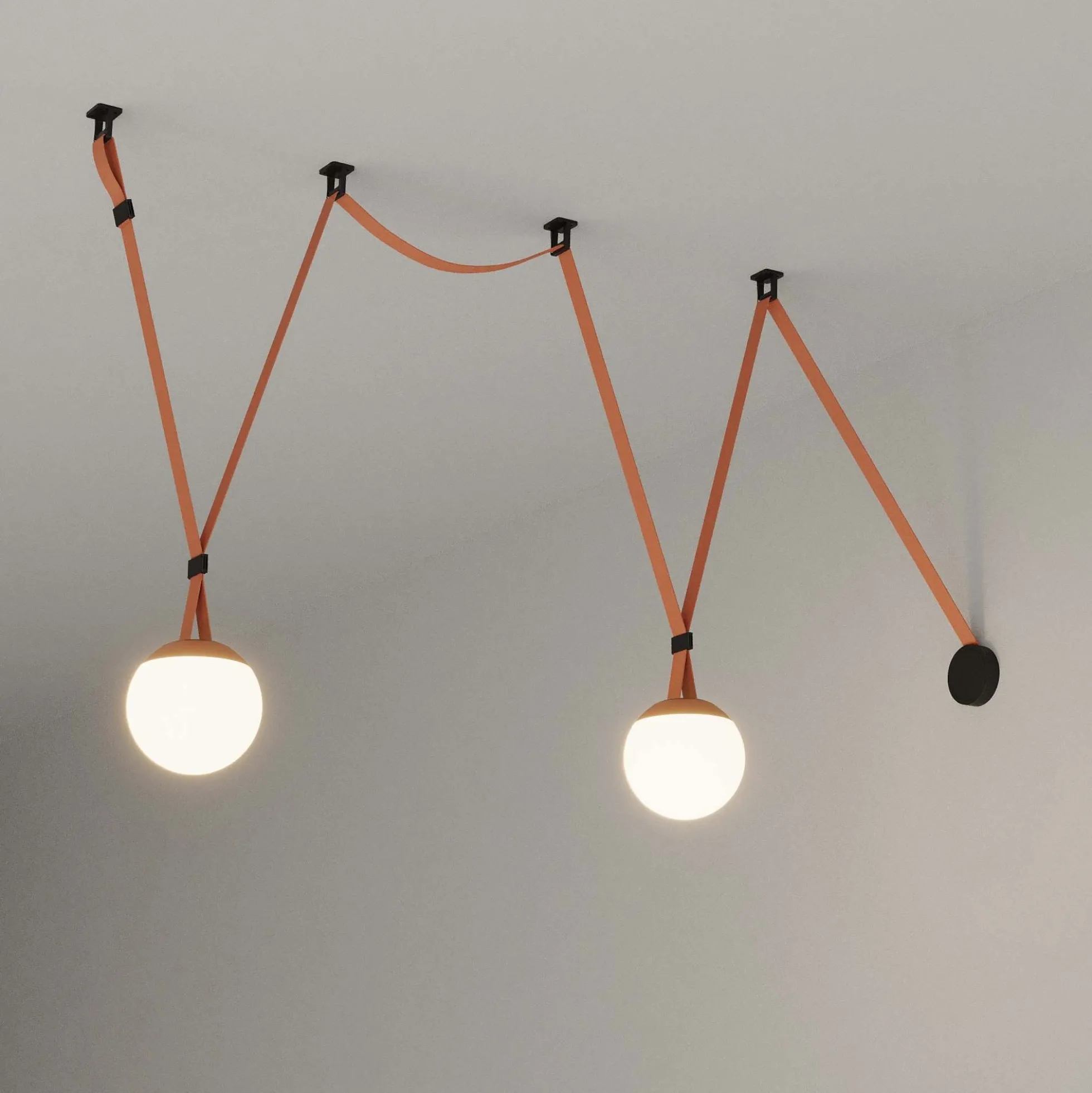 Lámpara configurable "Axia 5" - KIT 2 lámparas bola 12W + cinta textil eléctrica + accesorios
