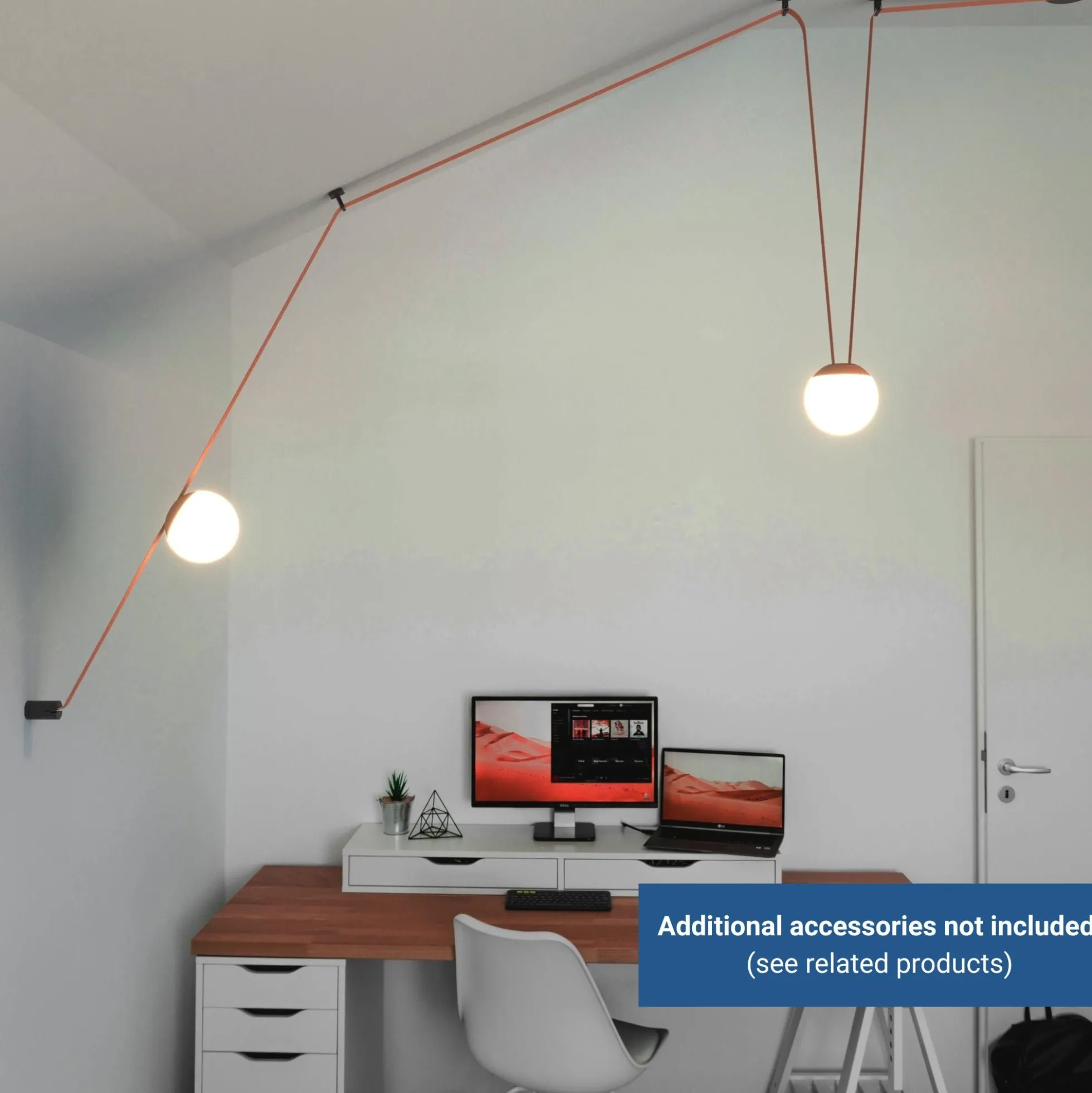 Lámpara configurable "Axia 5" - KIT 2 lámparas bola 12W + cinta textil eléctrica + accesorios