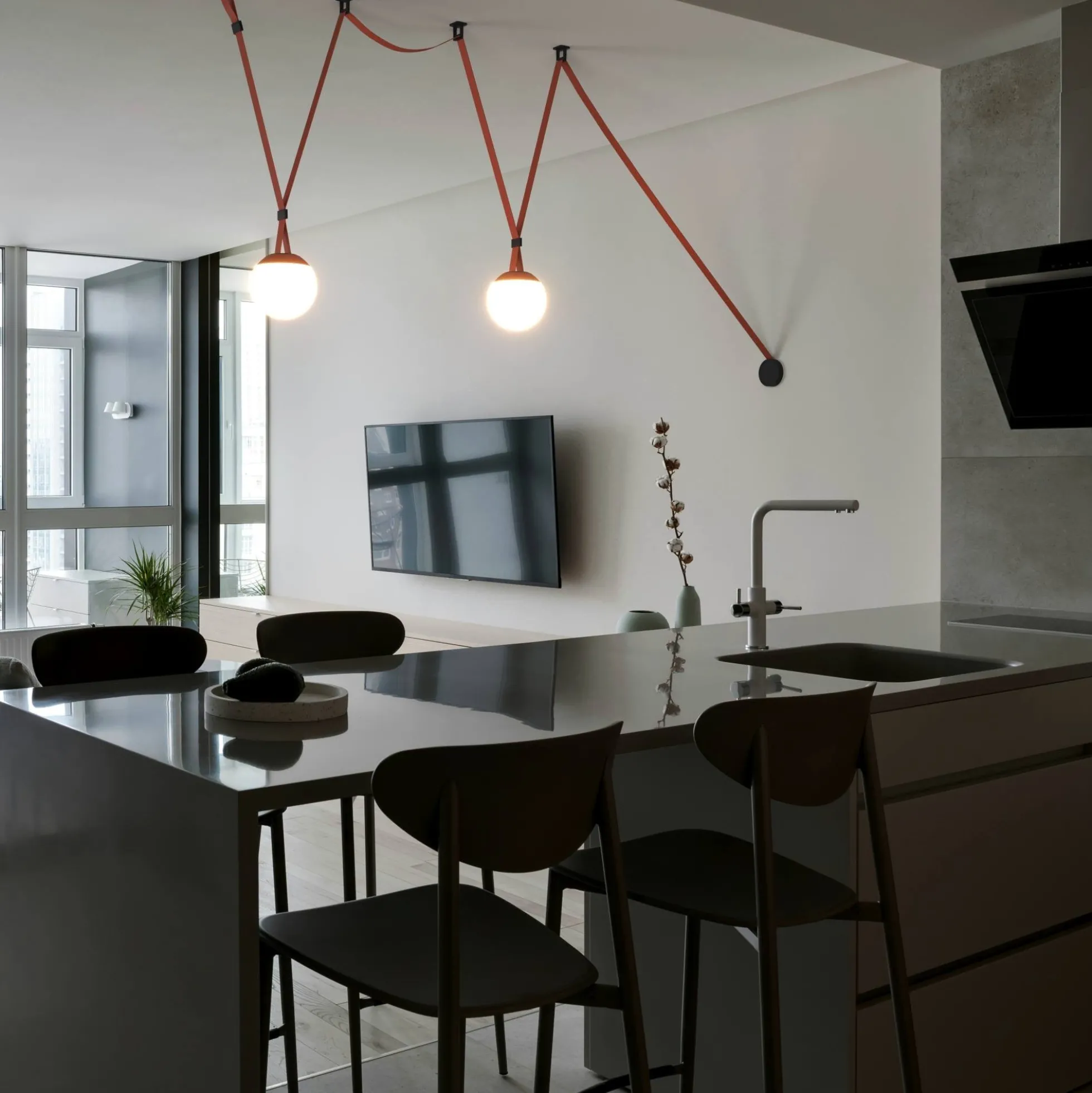 Lámpara configurable "Axia 5" - KIT 2 lámparas bola 12W + cinta textil eléctrica + accesorios