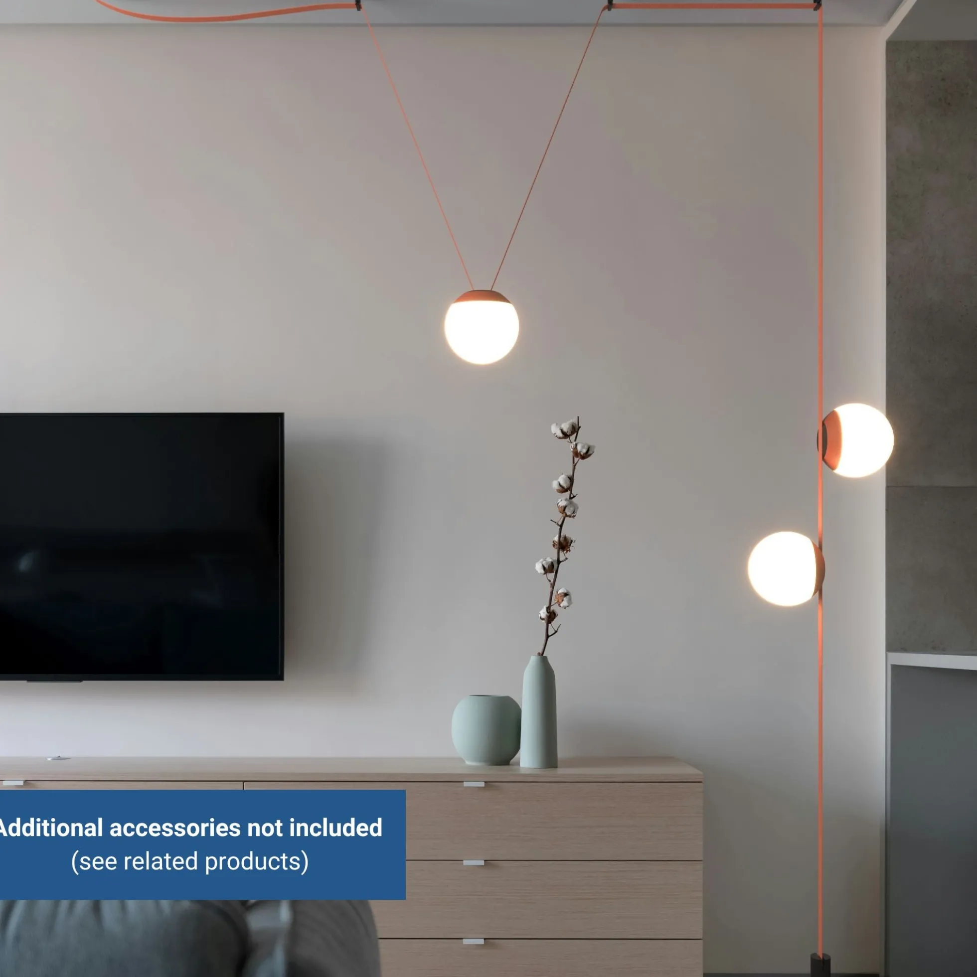Lámpara configurable "Axia 4" - KIT lámpara bola 12W + cinta textil eléctrica + accesorios