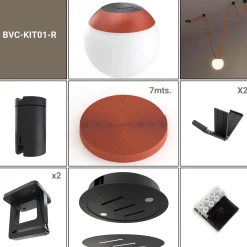 Lámpara configurable "Axia 1" - KIT lámpara bola 12W + cinta textil eléctrica + accesorios