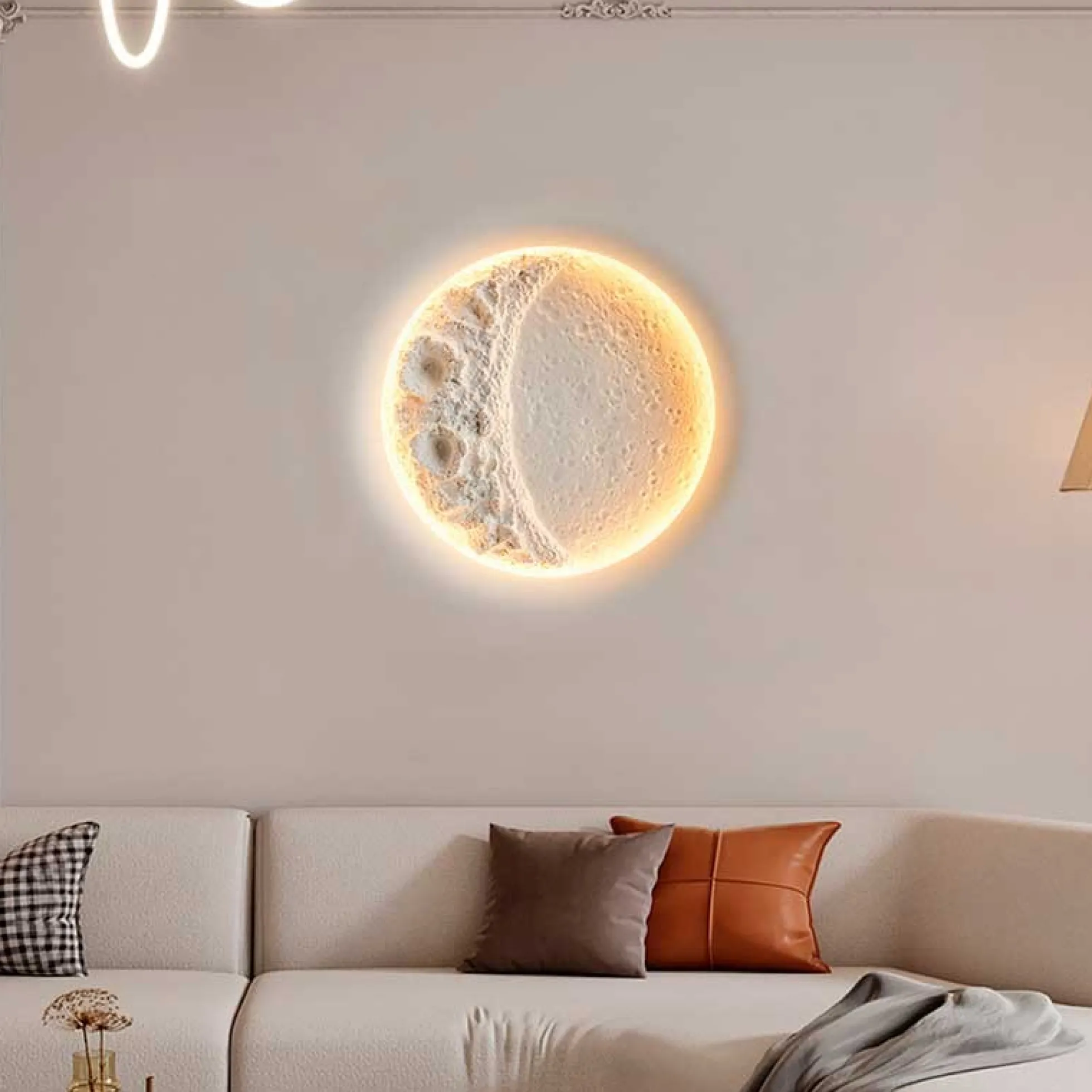 Lámpara de escayola trimless en forma de luna "SIDEREUS" - 300x300 mm - 8.5 W