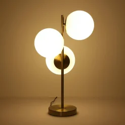 Lámpara de mesa bola cristal triple