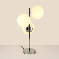 Lámpara de mesa bola cristal triple
