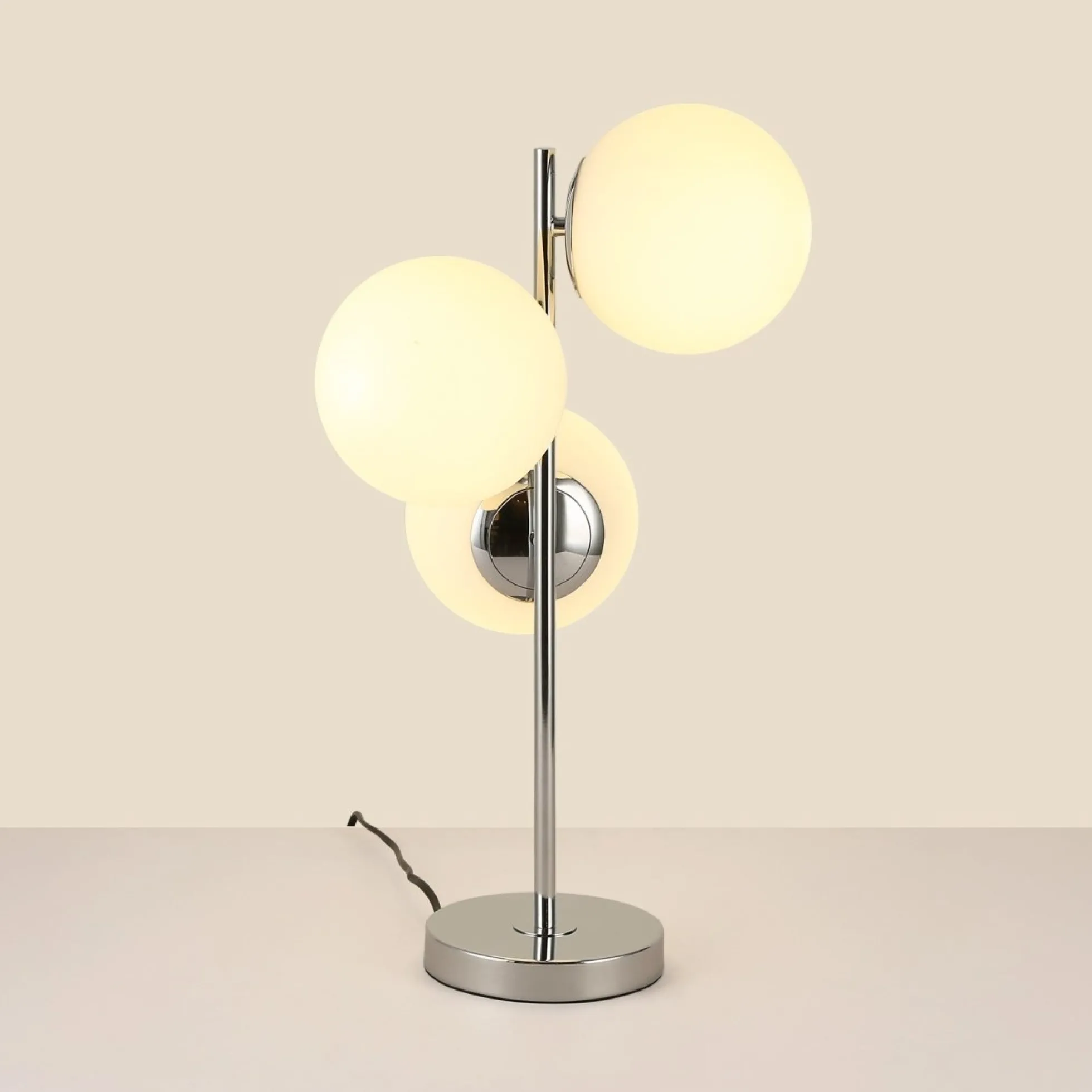 Lámpara de mesa bola cristal triple "ROM" - 3 x E27 - Ø 15cm