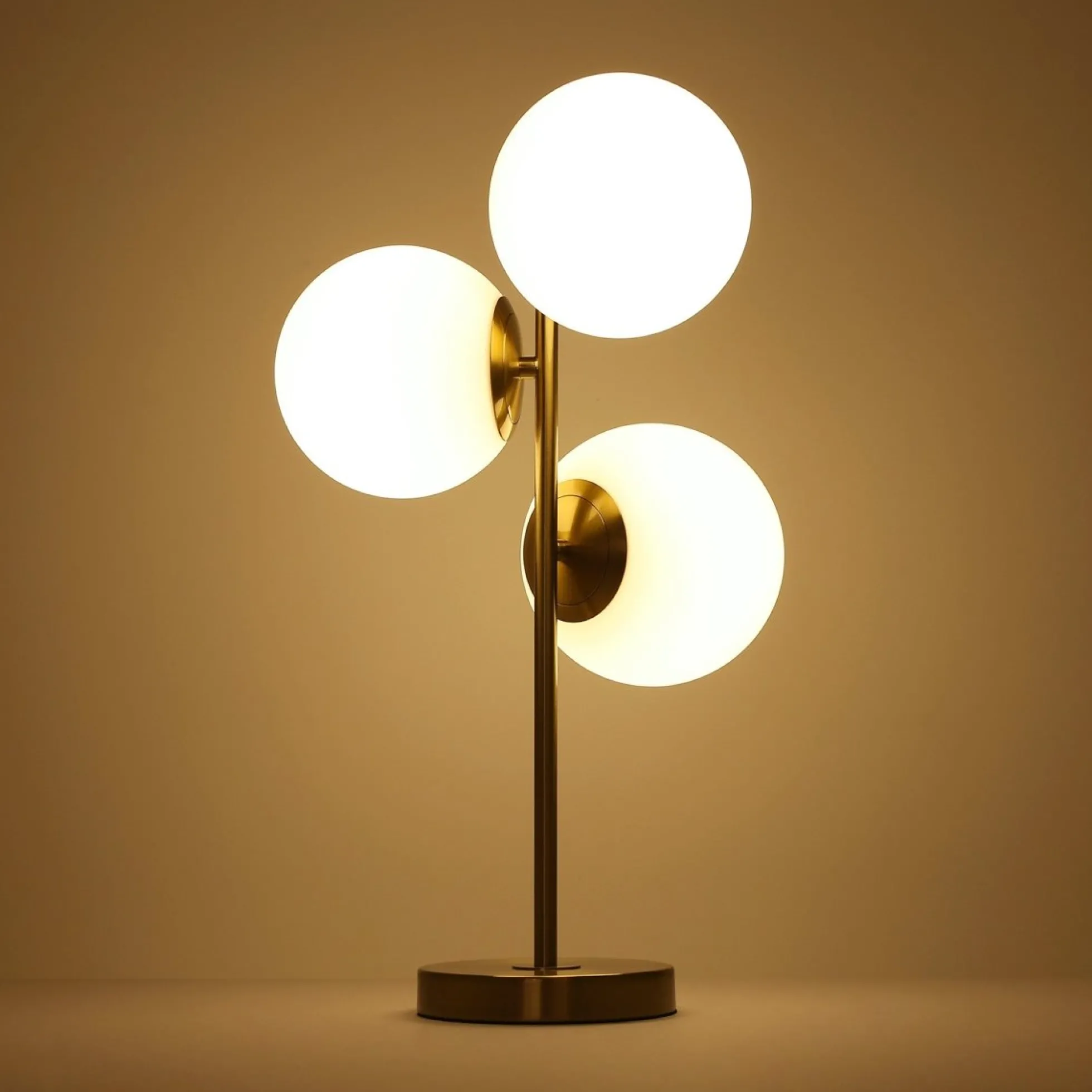 Lámpara de mesa bola cristal triple "ROM" - 3 x E27 - Ø 15cm
