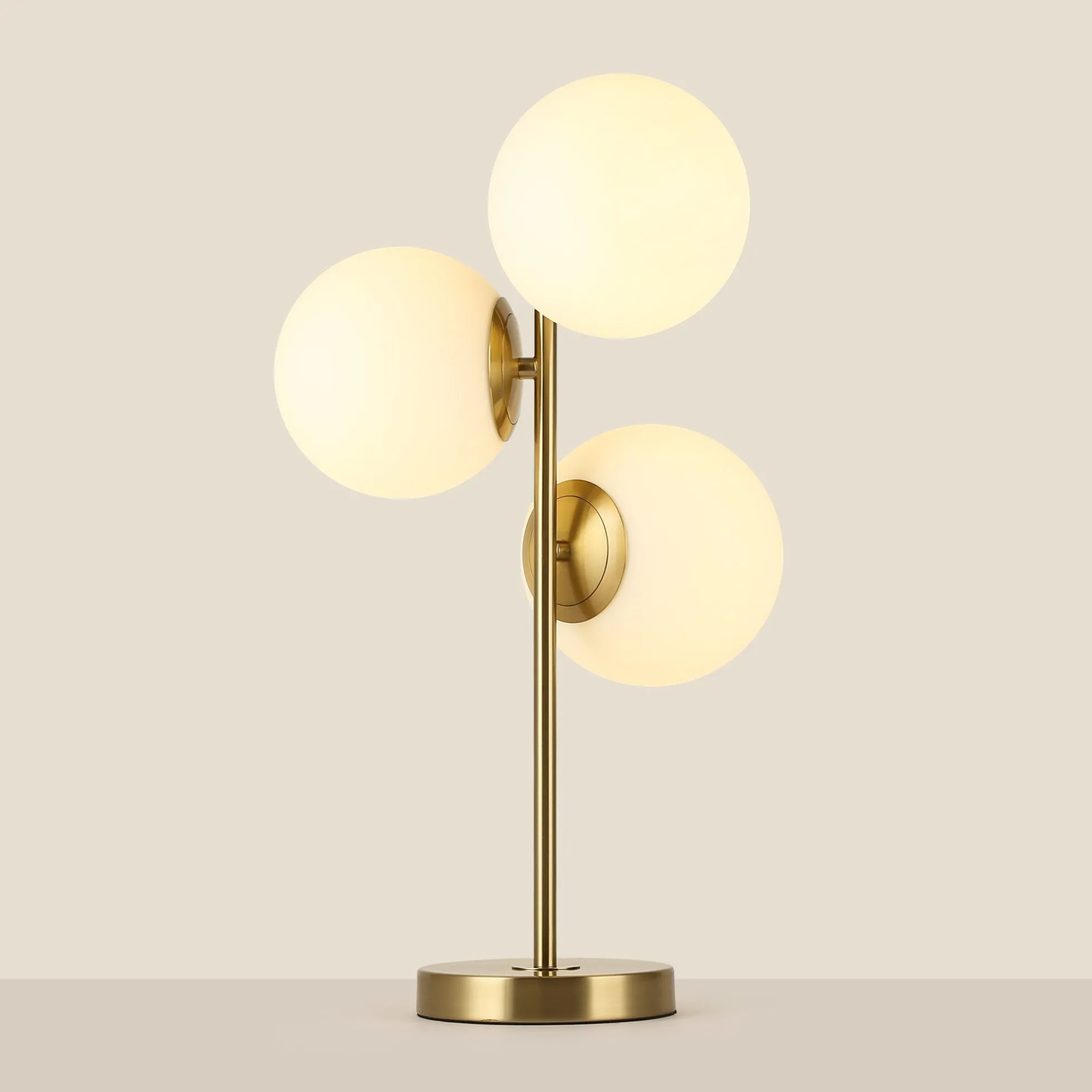 Lámpara de mesa bola cristal triple "ROM" - 3 x E27 - Ø 15cm