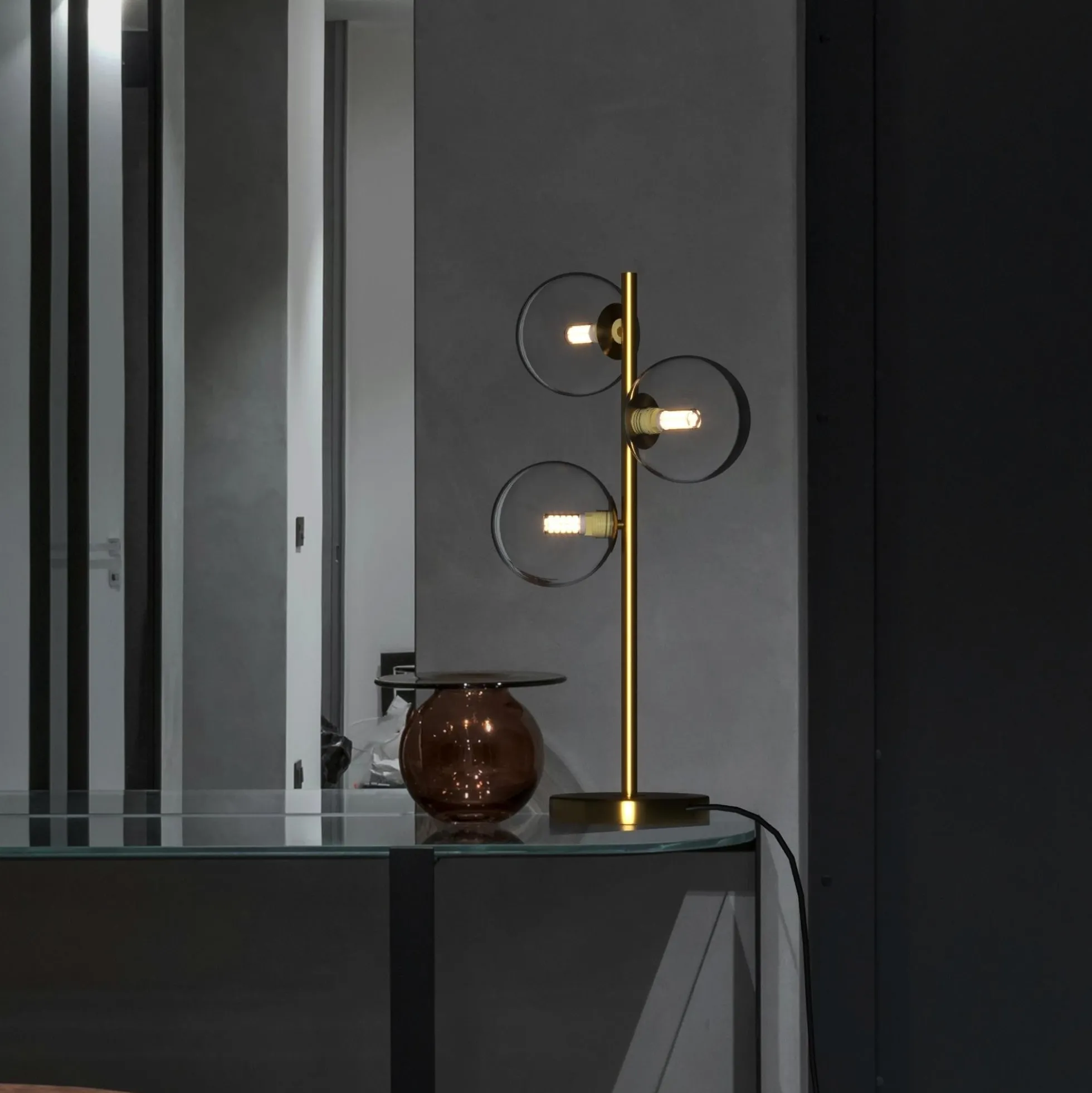 Lámpara de mesa con esferas de cristal "COMI" - 3 x G9