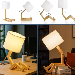 Lámpara de mesa de madera articulada "YOKI"