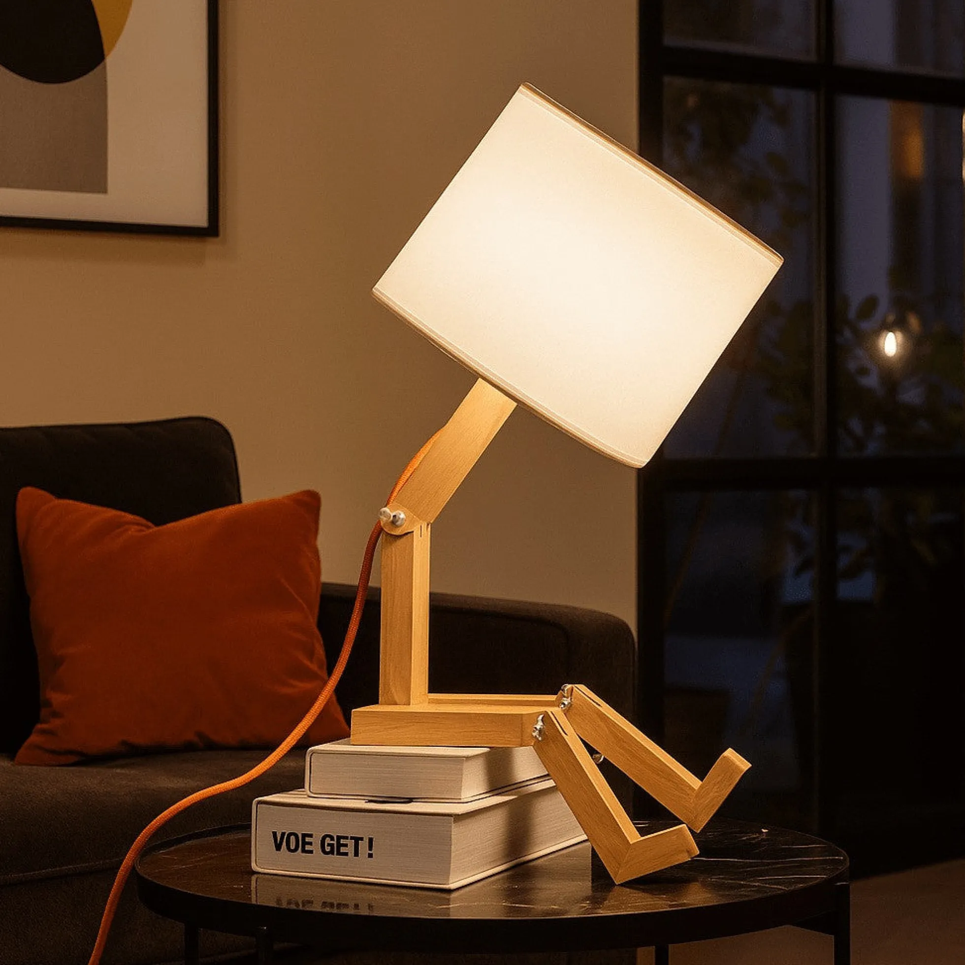 Lámpara de mesa de madera articulada "YOKI"
