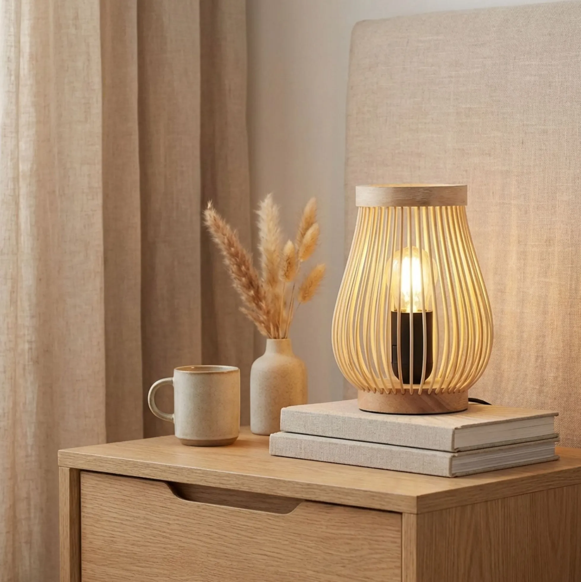 Lámpara de mesa de madera "Oca" - E27