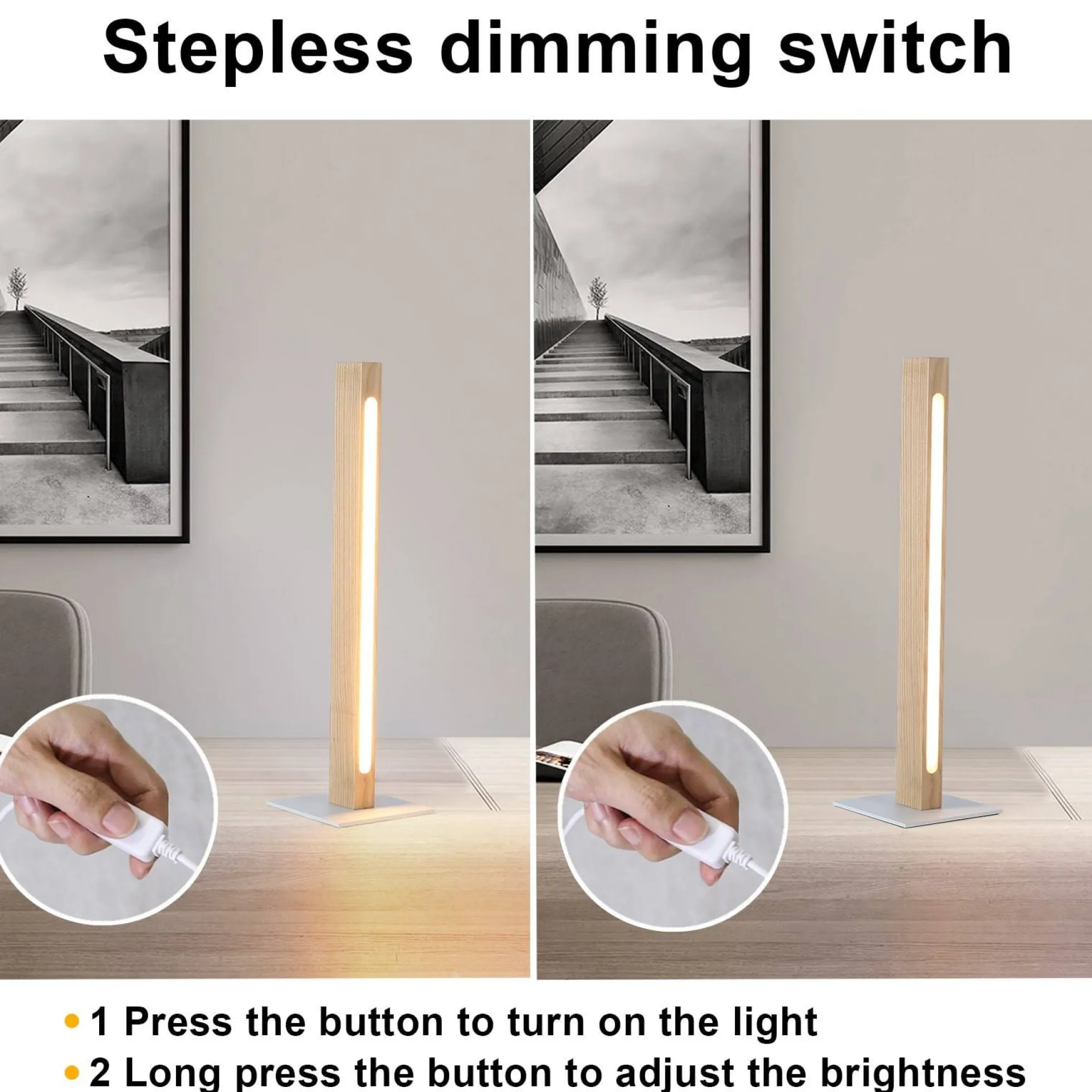 Lámpara de mesa de madera "TOAK" 10W dimable