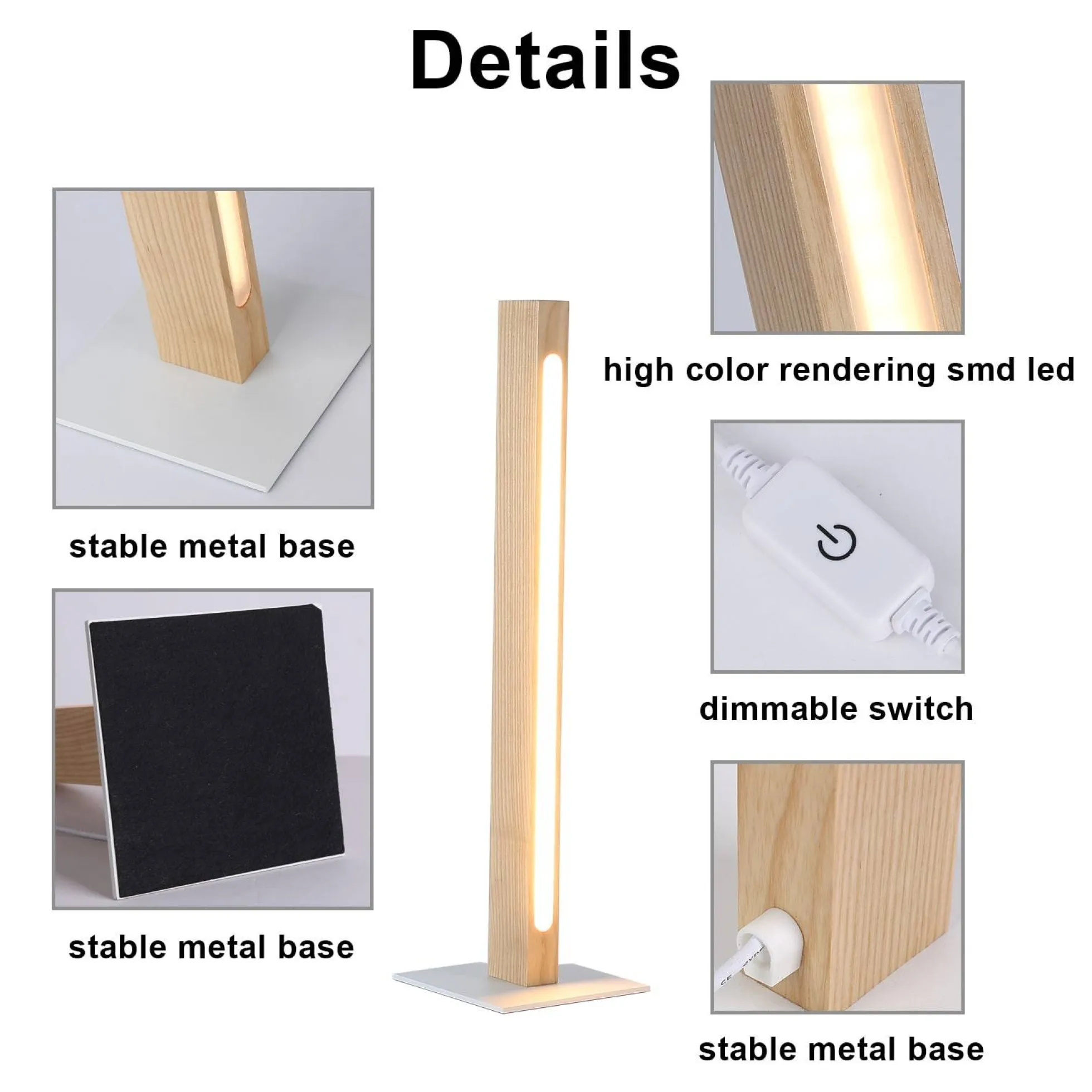 Lámpara de mesa de madera "TOAK" 10W dimable
