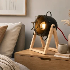 Lámpara de mesa de madera vintage