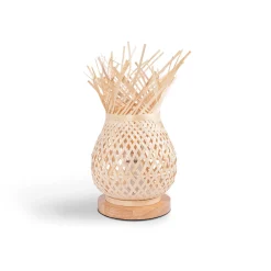 Lámpara de mesa de mimbre