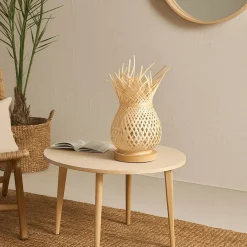 Lámpara de mesa de mimbre