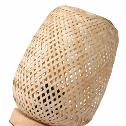 Lámpara de mesa de mimbre y madera 