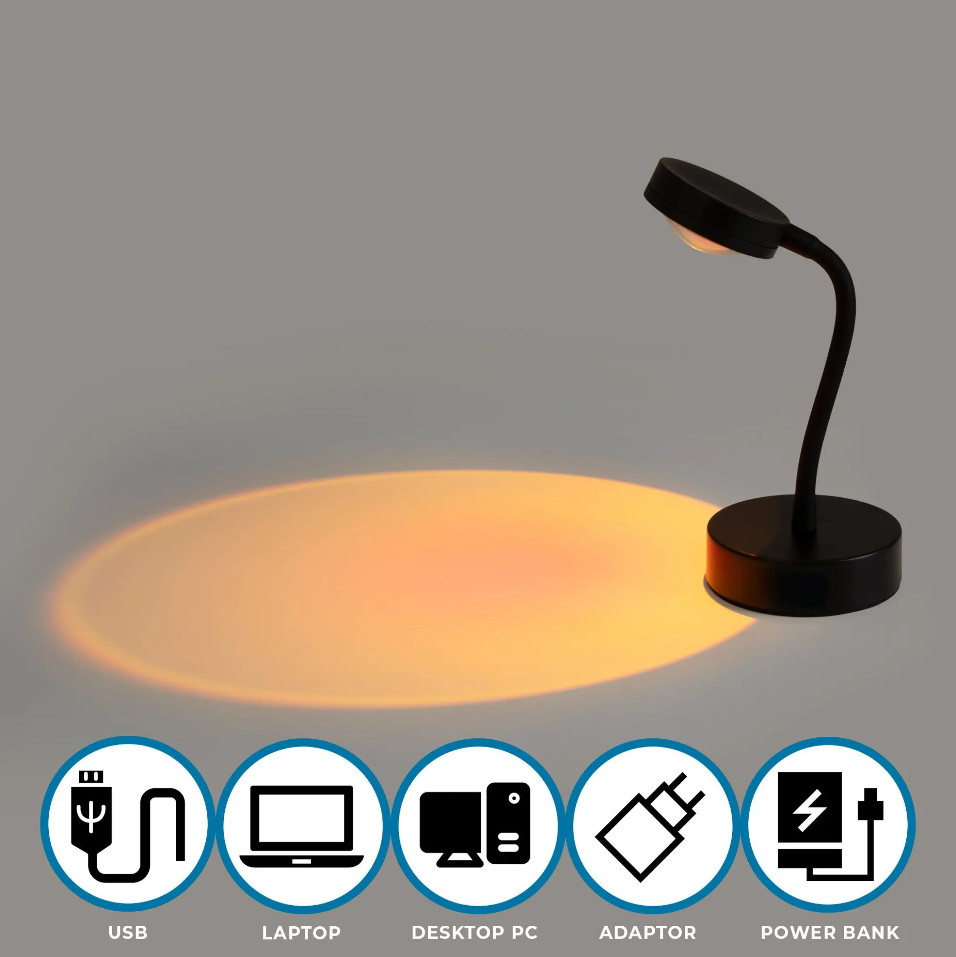 Lámpara de mesa "FLAC" 5W - Efecto atardecer - Sunset Lamp - FLEX