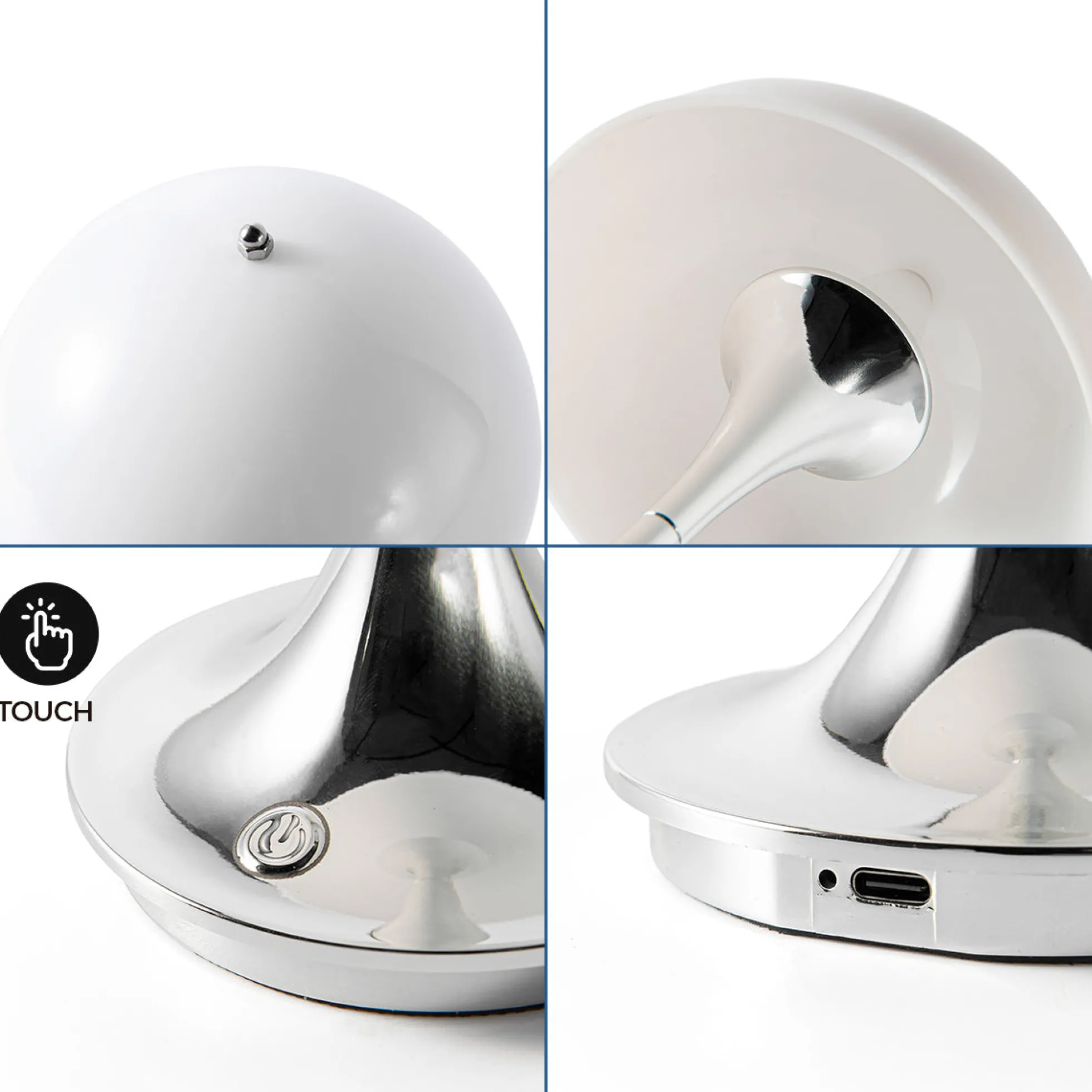 Lámpara de mesa LED CCT portátil - Táctil - Semiesférica