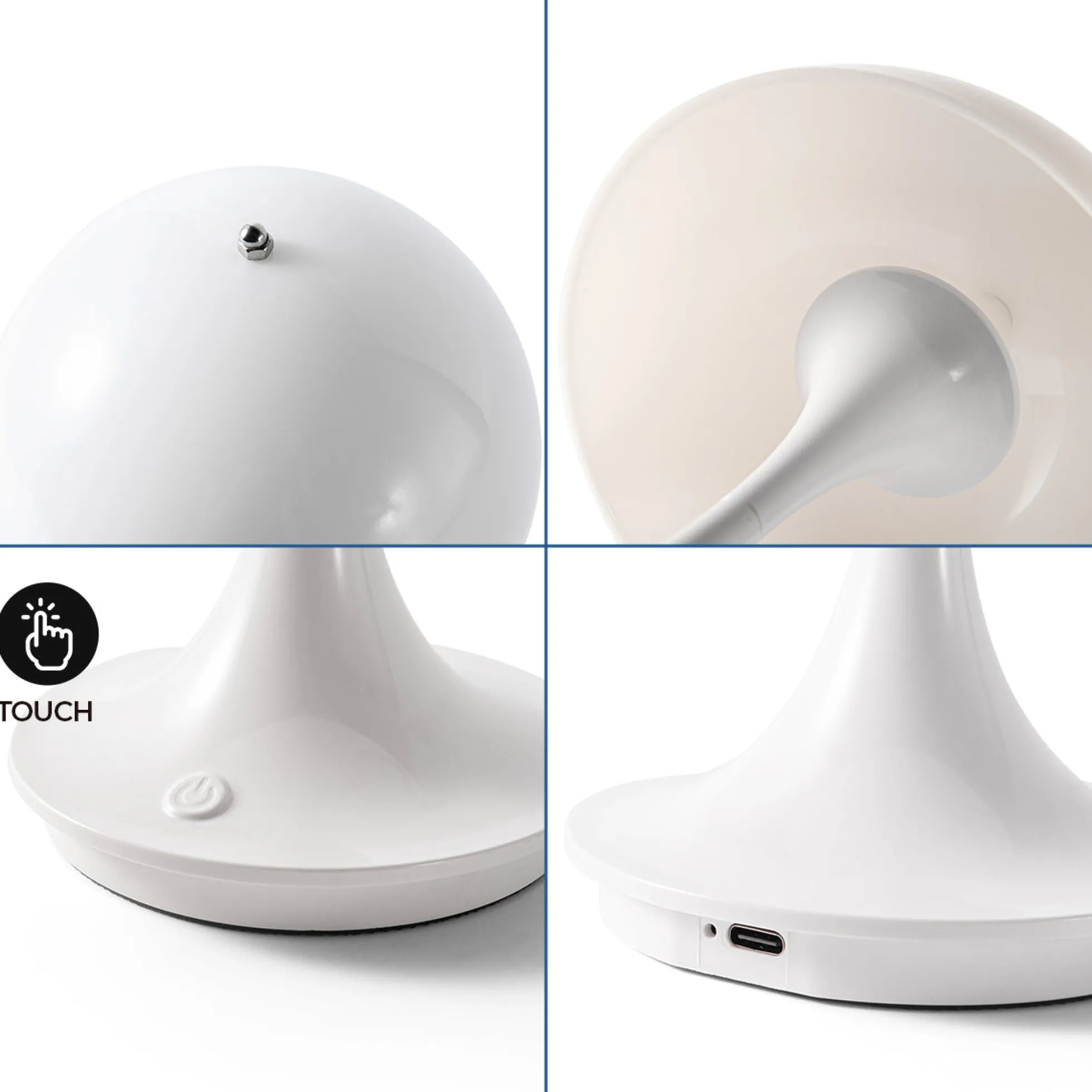 Lámpara de mesa LED CCT portátil - Táctil - Semiesférica