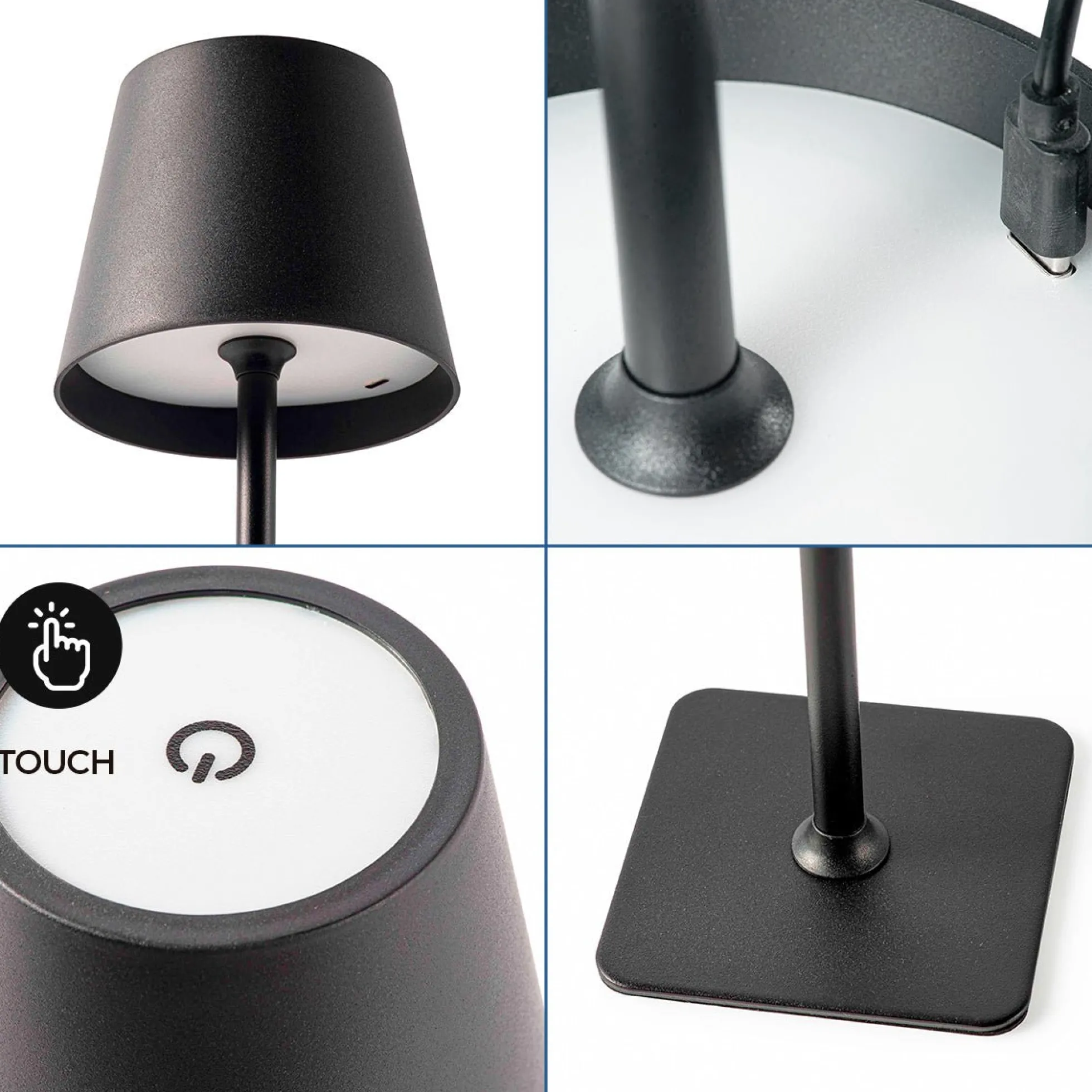 Lámpara de mesa LED CCT portátil - Táctil - Ø100 mm