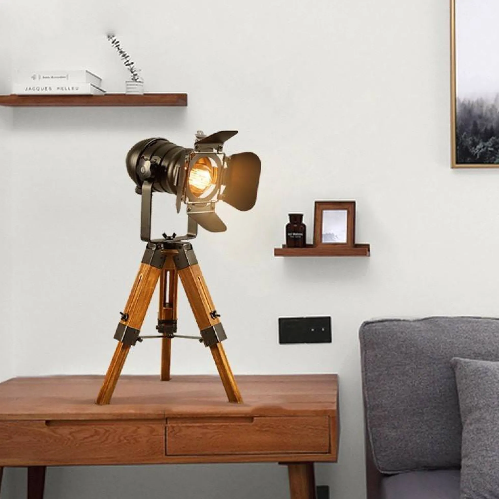 Lámpara de mesa vintage con trípode "Cinema Mini"