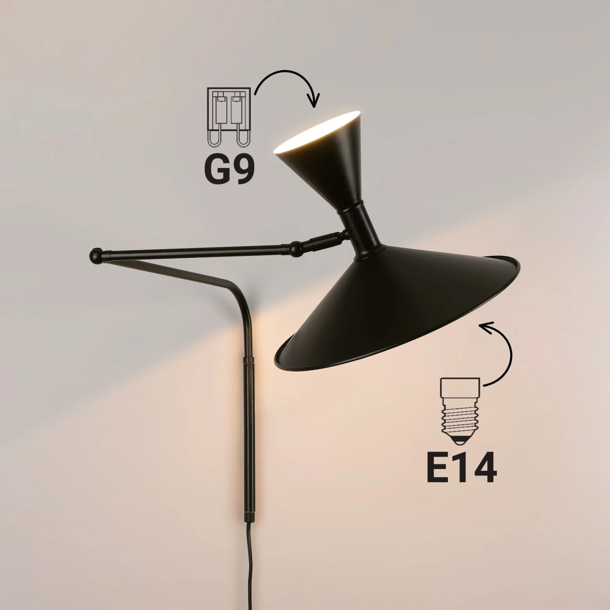 Lámpara de pared de diseño "NIM" - E14 + G9
