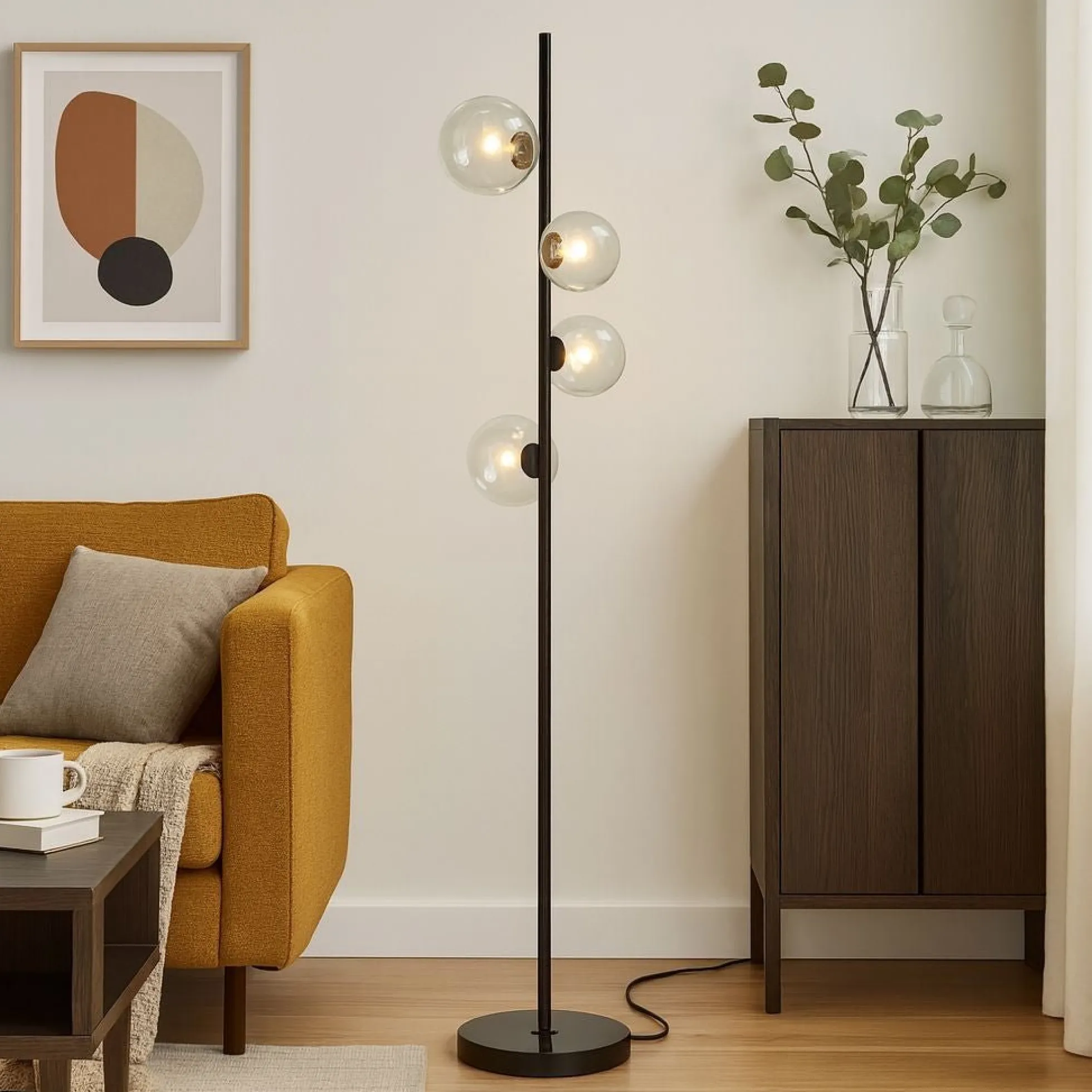 Lámpara de pie con esferas de cristal "STAND"- 4 x G9