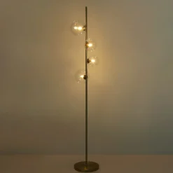 Lámpara de pie con esferas de cristal