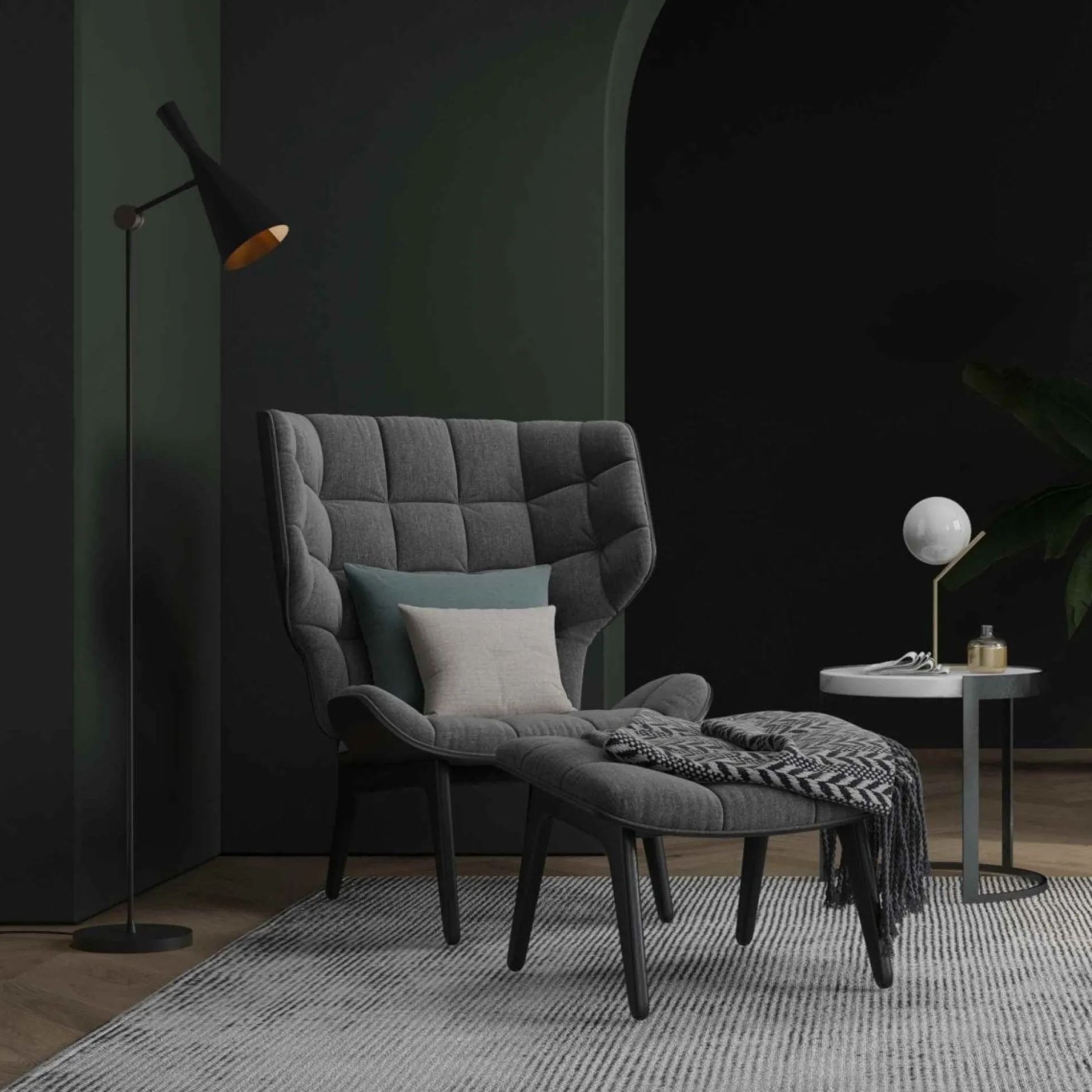 Lámpara de pie de diseño "Olivia" Negro